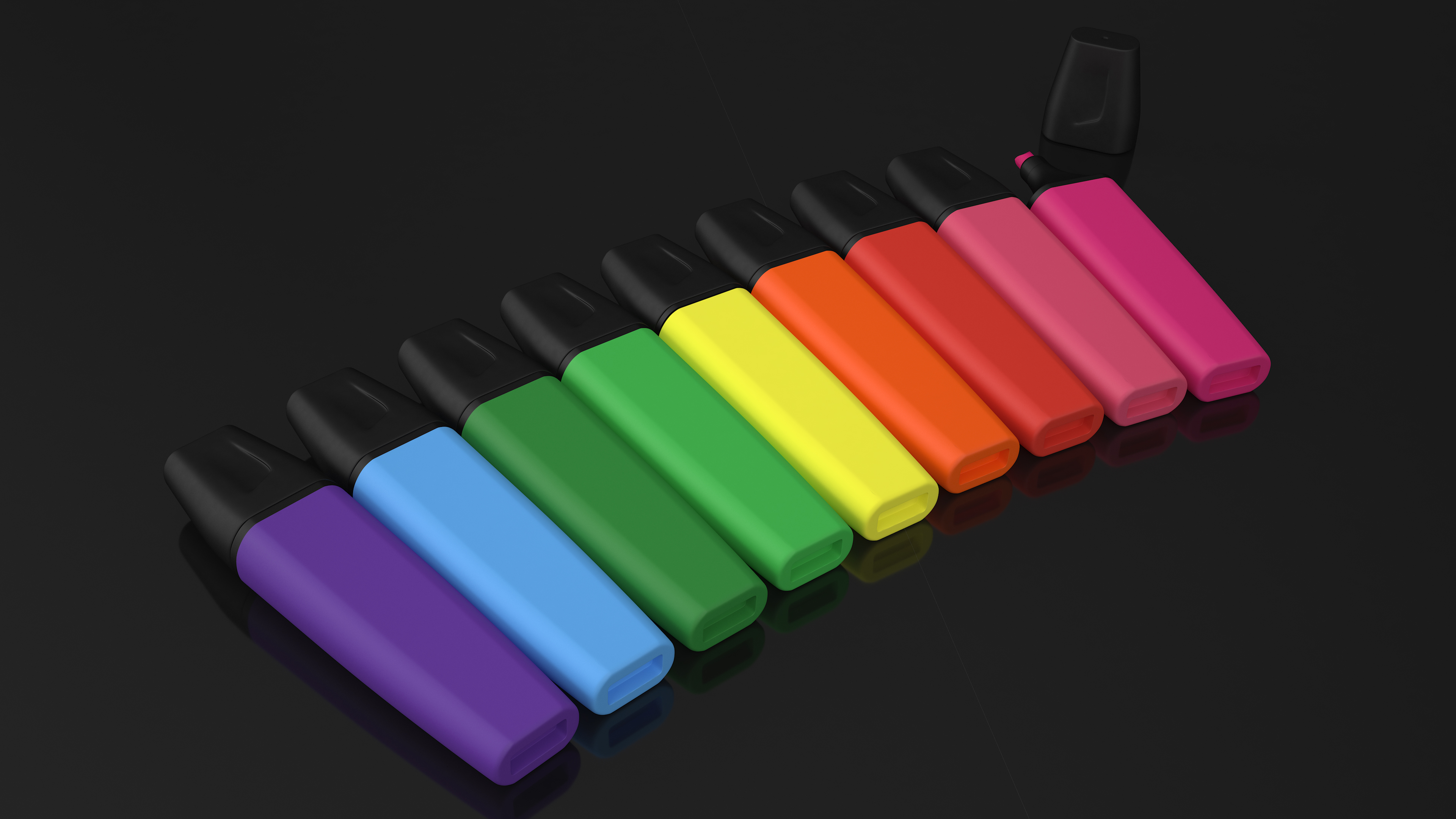 3D model Generic Highlighter Markers Set 9 Colors