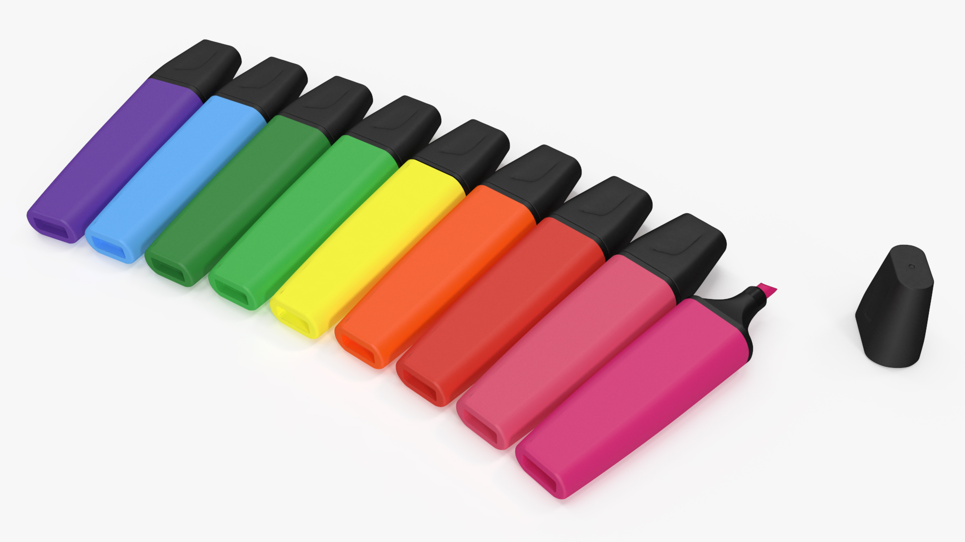 3D model Generic Highlighter Markers Set 9 Colors
