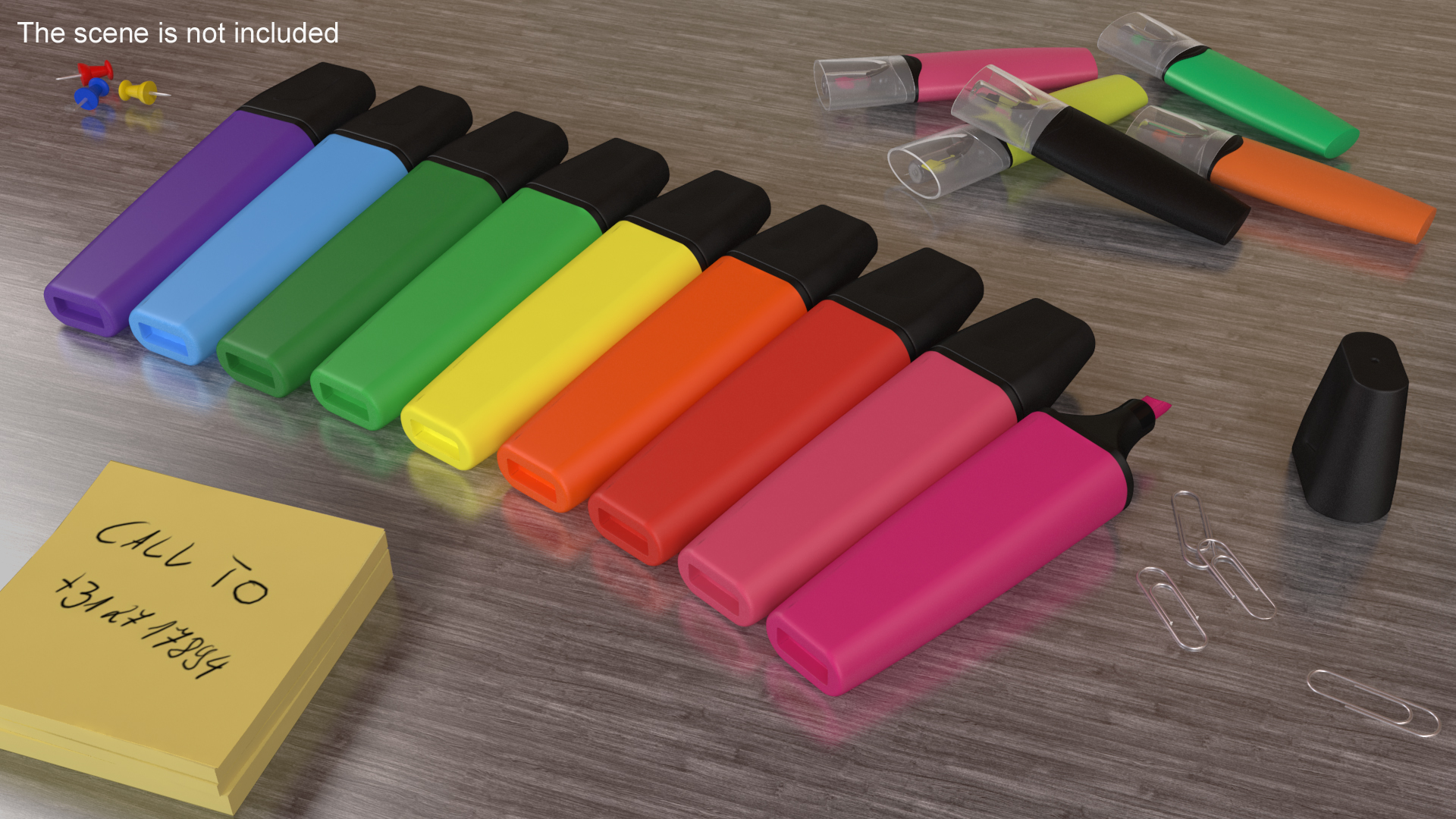 3D model Generic Highlighter Markers Set 9 Colors