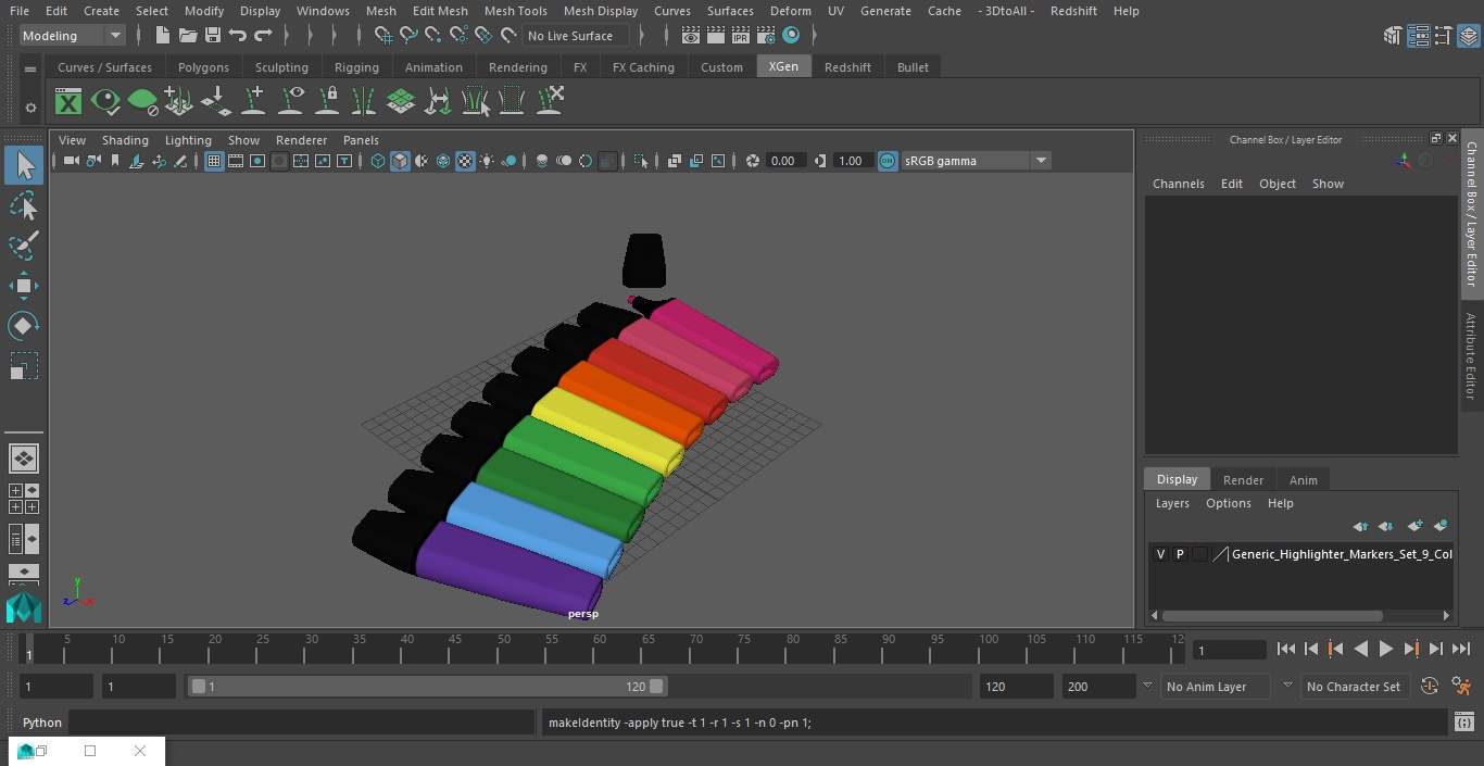 3D model Generic Highlighter Markers Set 9 Colors