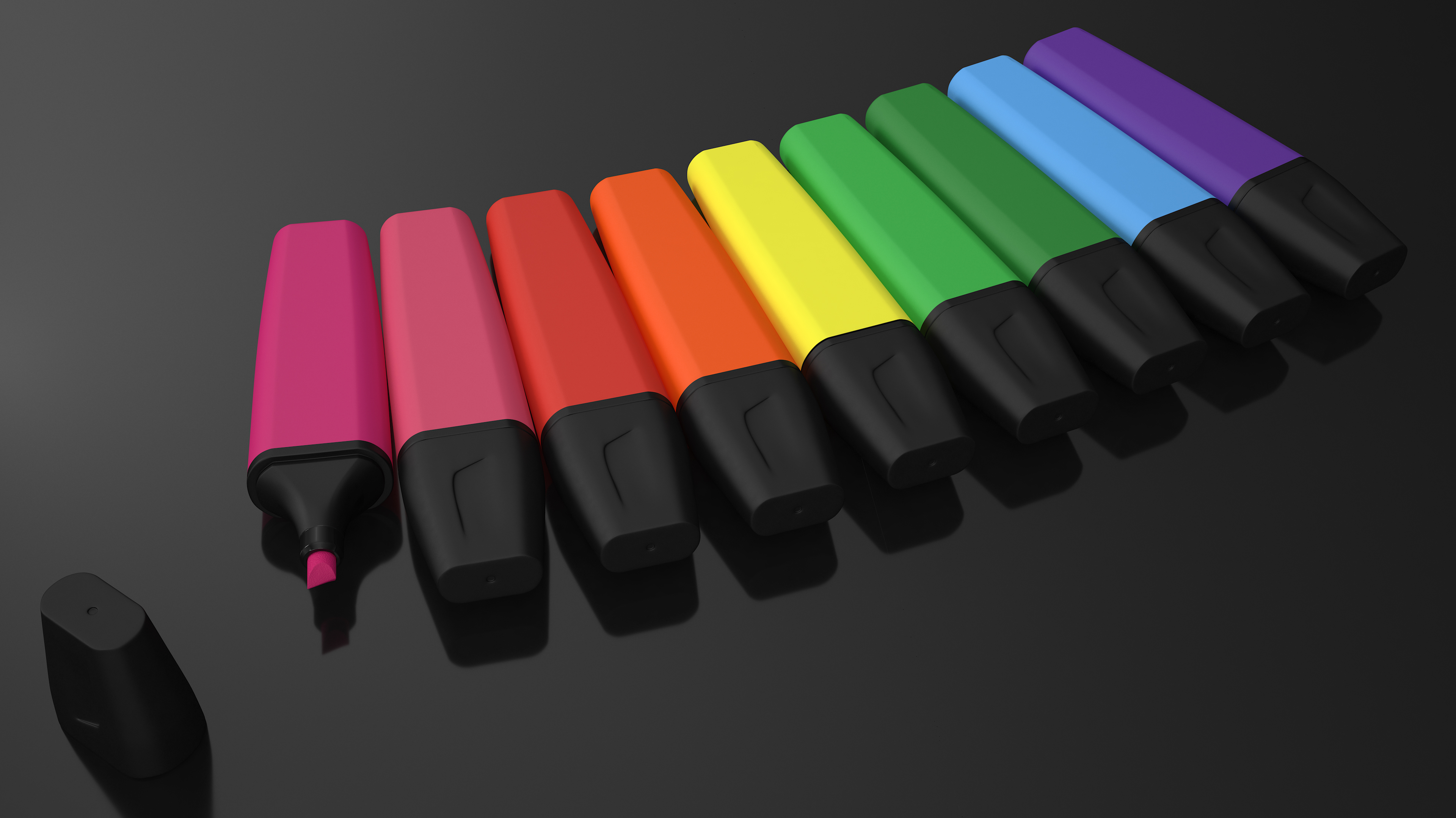 3D model Generic Highlighter Markers Set 9 Colors