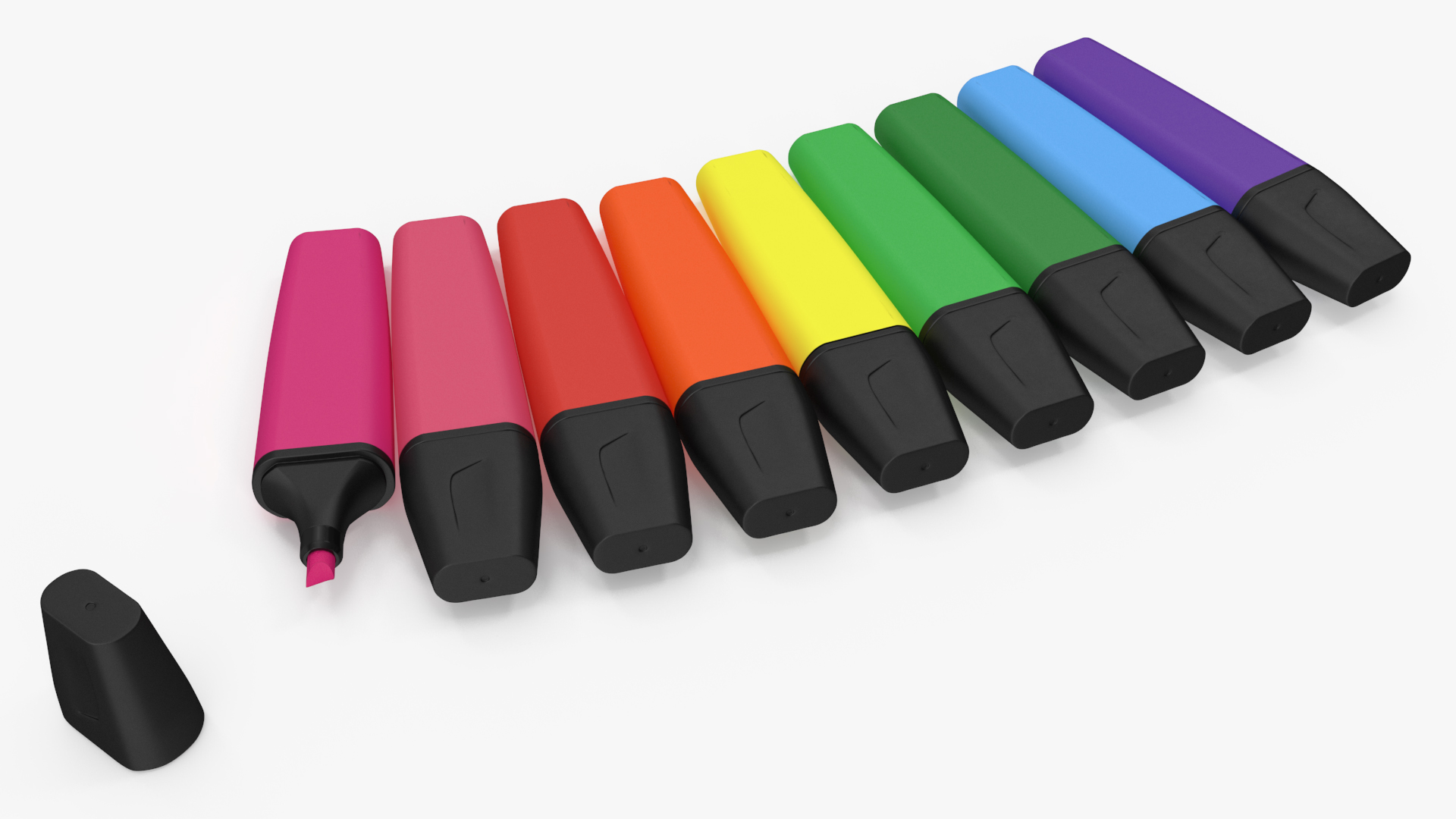 3D model Generic Highlighter Markers Set 9 Colors
