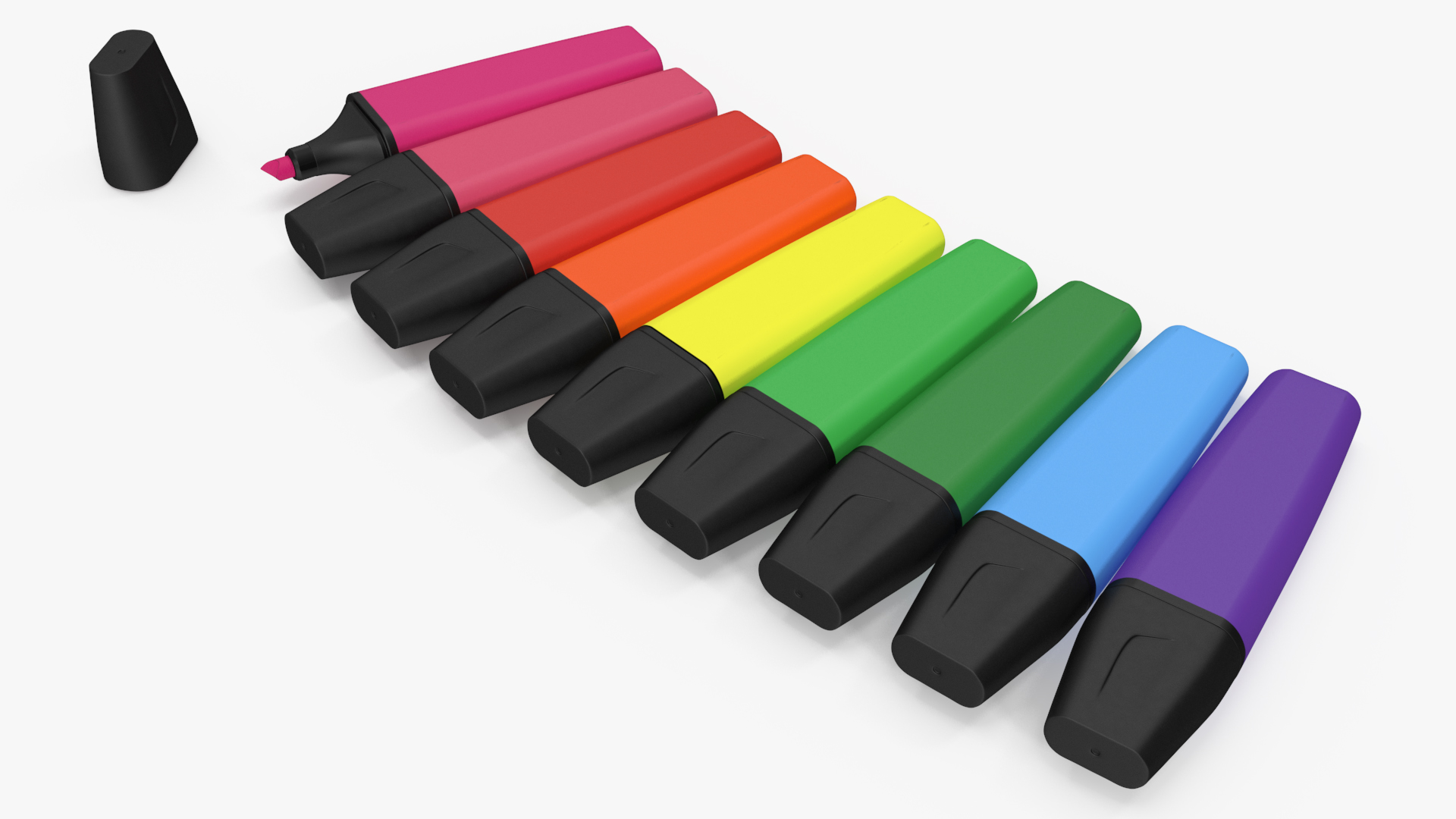 3D model Generic Highlighter Markers Set 9 Colors