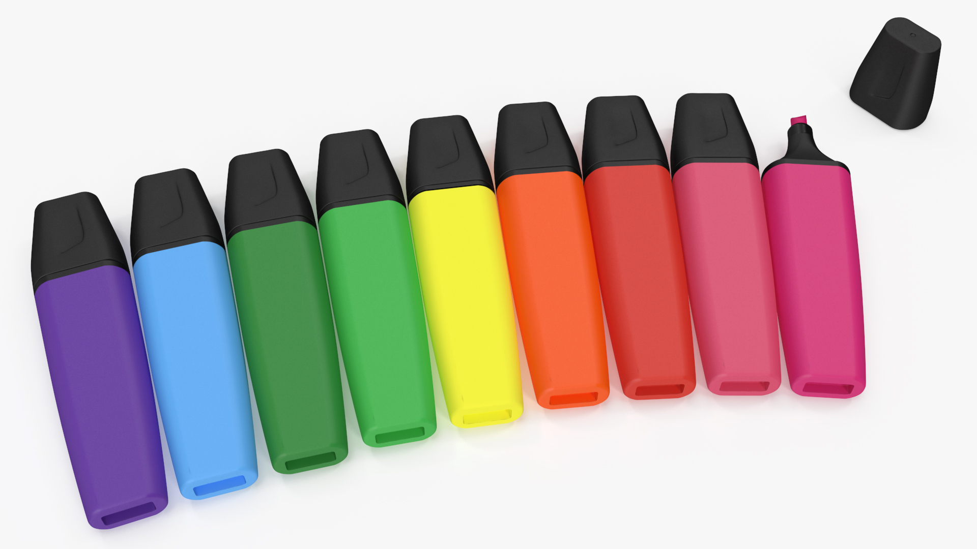 3D model Generic Highlighter Markers Set 9 Colors