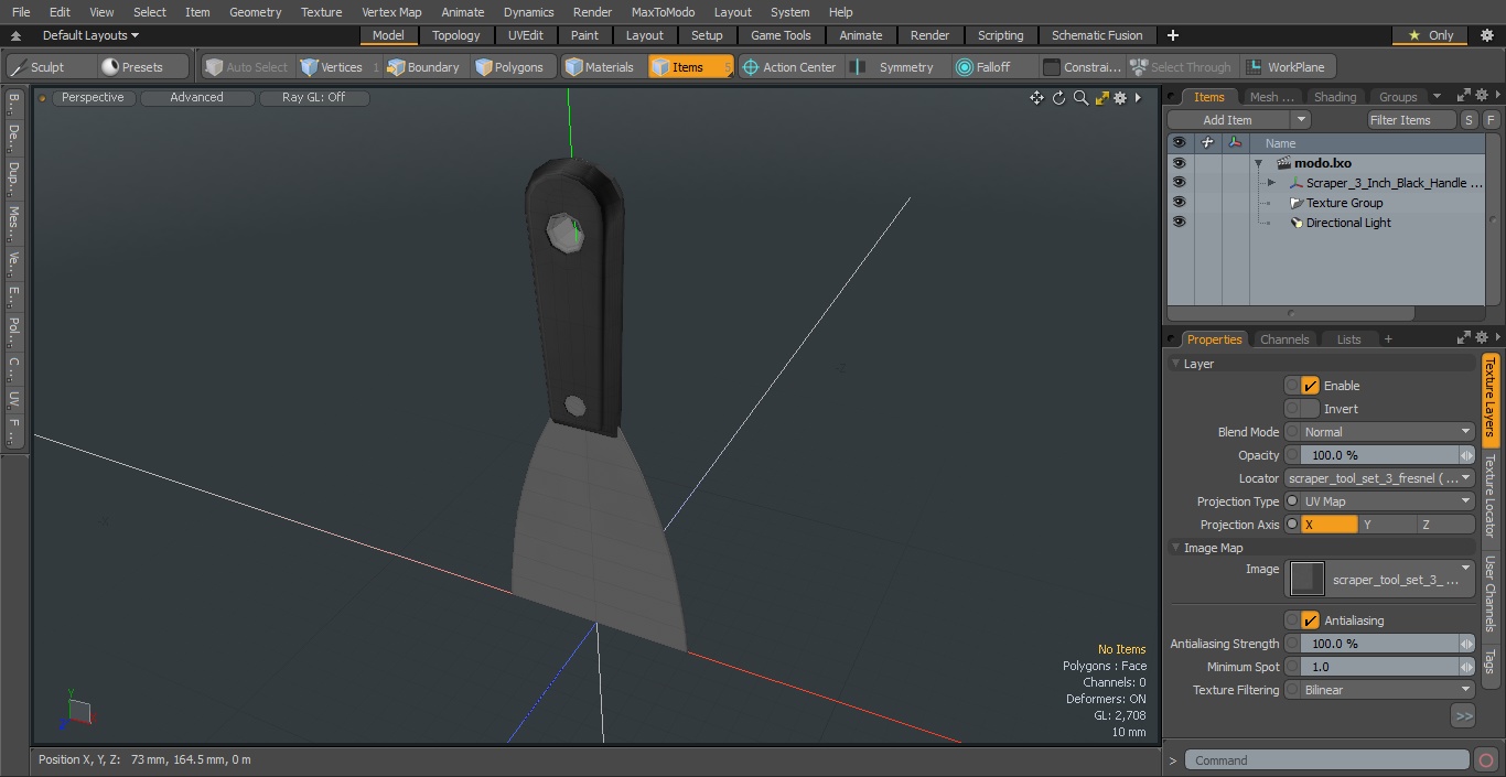 Scraper 3 Inch Black Handle 3D