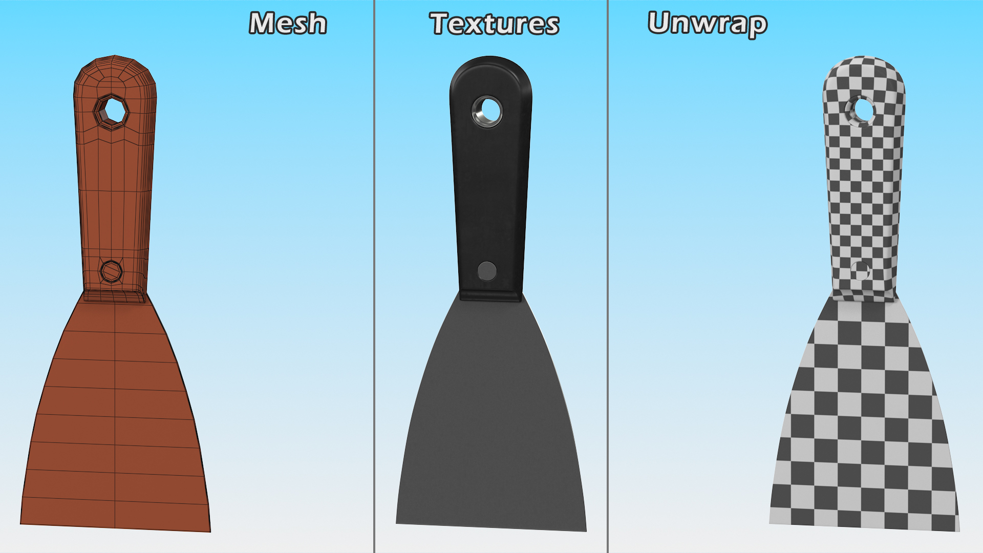 Scraper 3 Inch Black Handle 3D