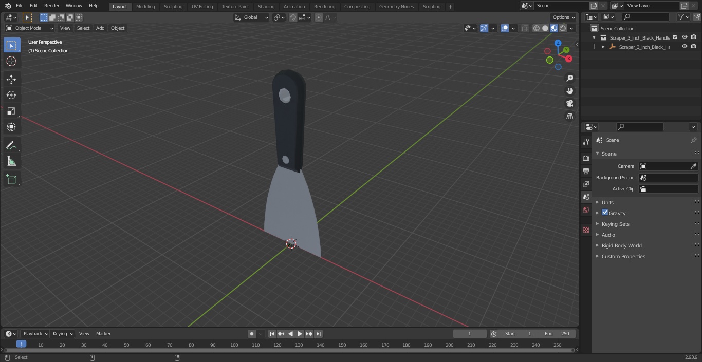 Scraper 3 Inch Black Handle 3D