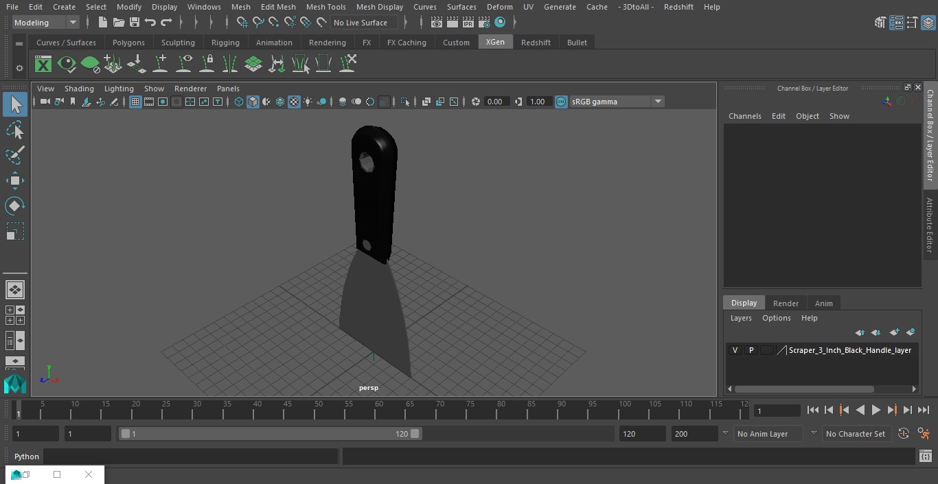Scraper 3 Inch Black Handle 3D
