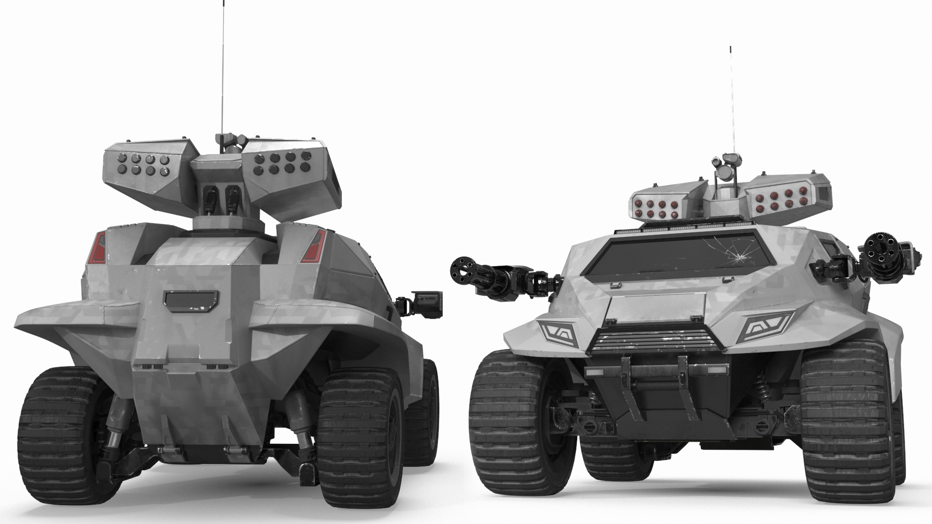 3D Old Fantastic War Vehicle Winter Color model