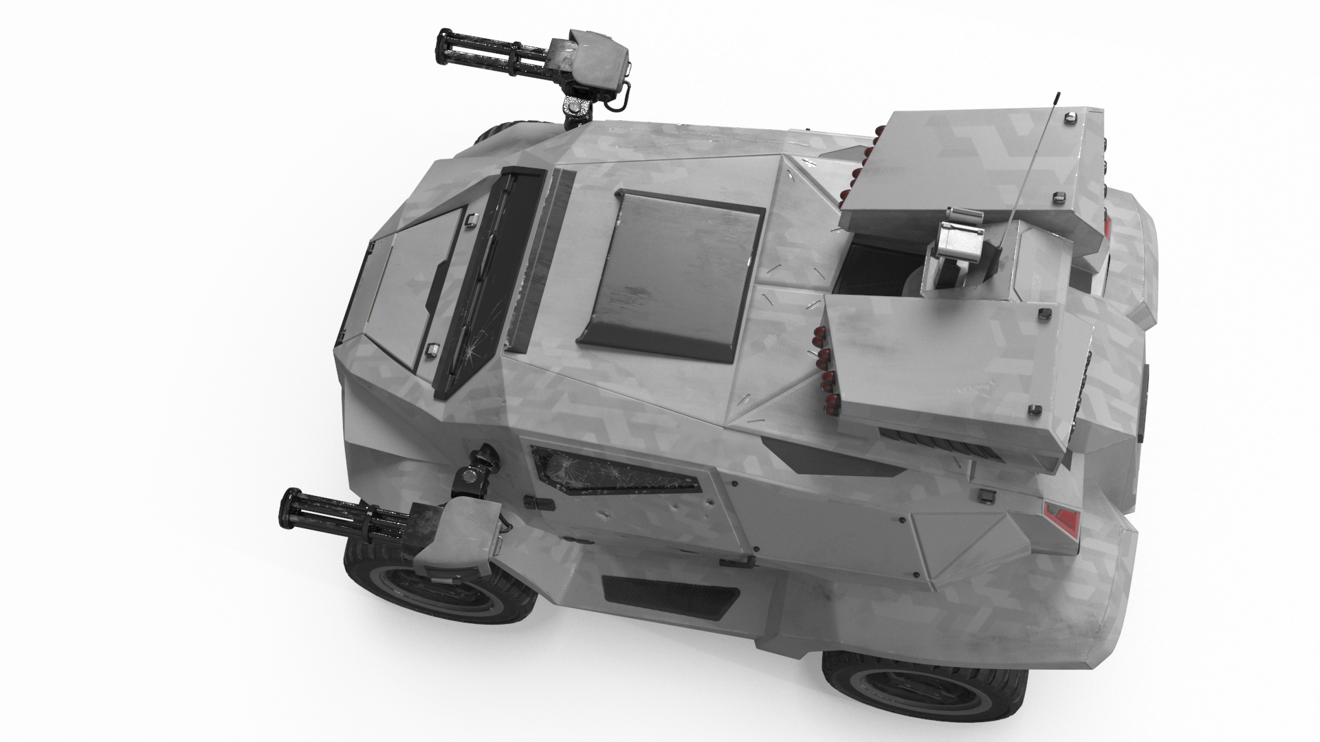 3D Old Fantastic War Vehicle Winter Color model