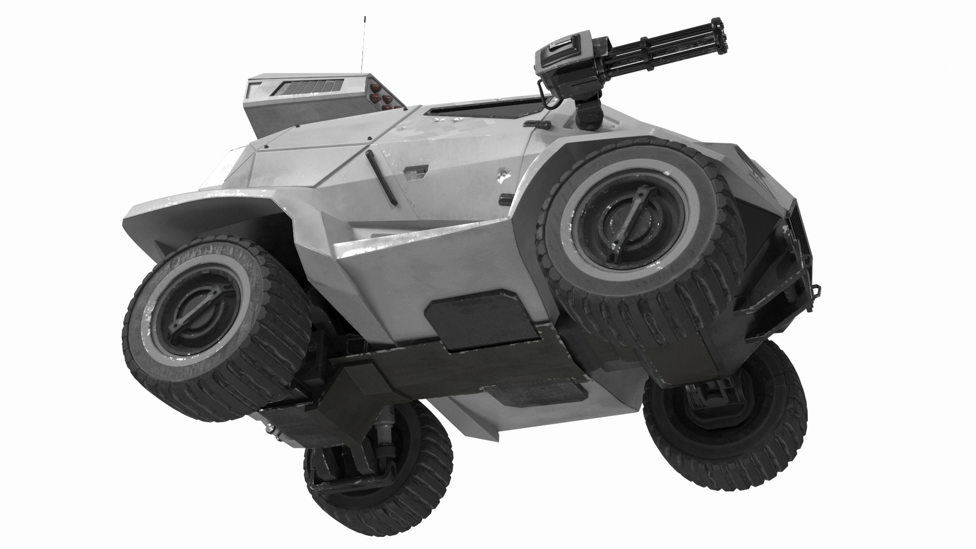 3D Old Fantastic War Vehicle Winter Color model