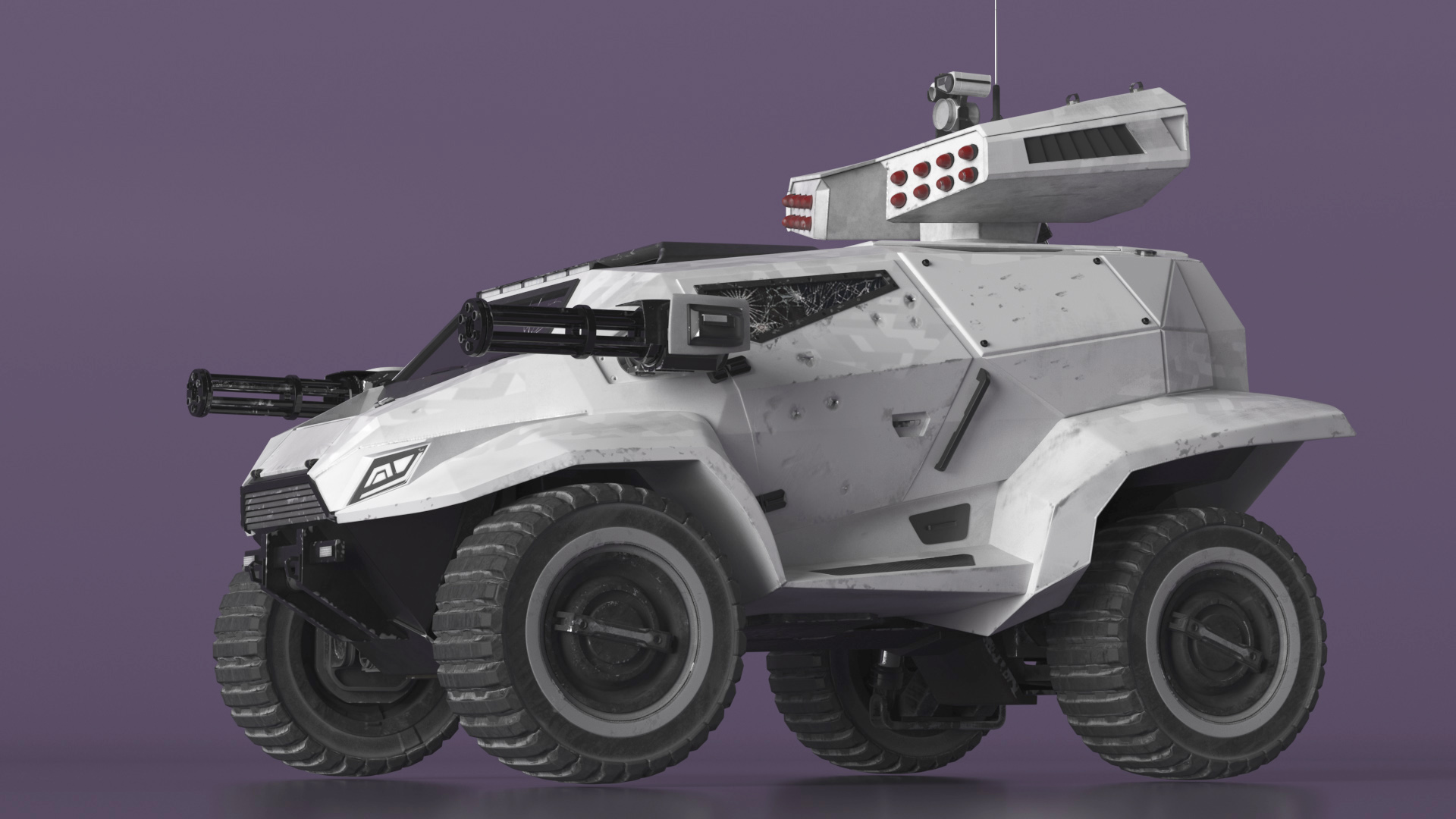 3D Old Fantastic War Vehicle Winter Color model