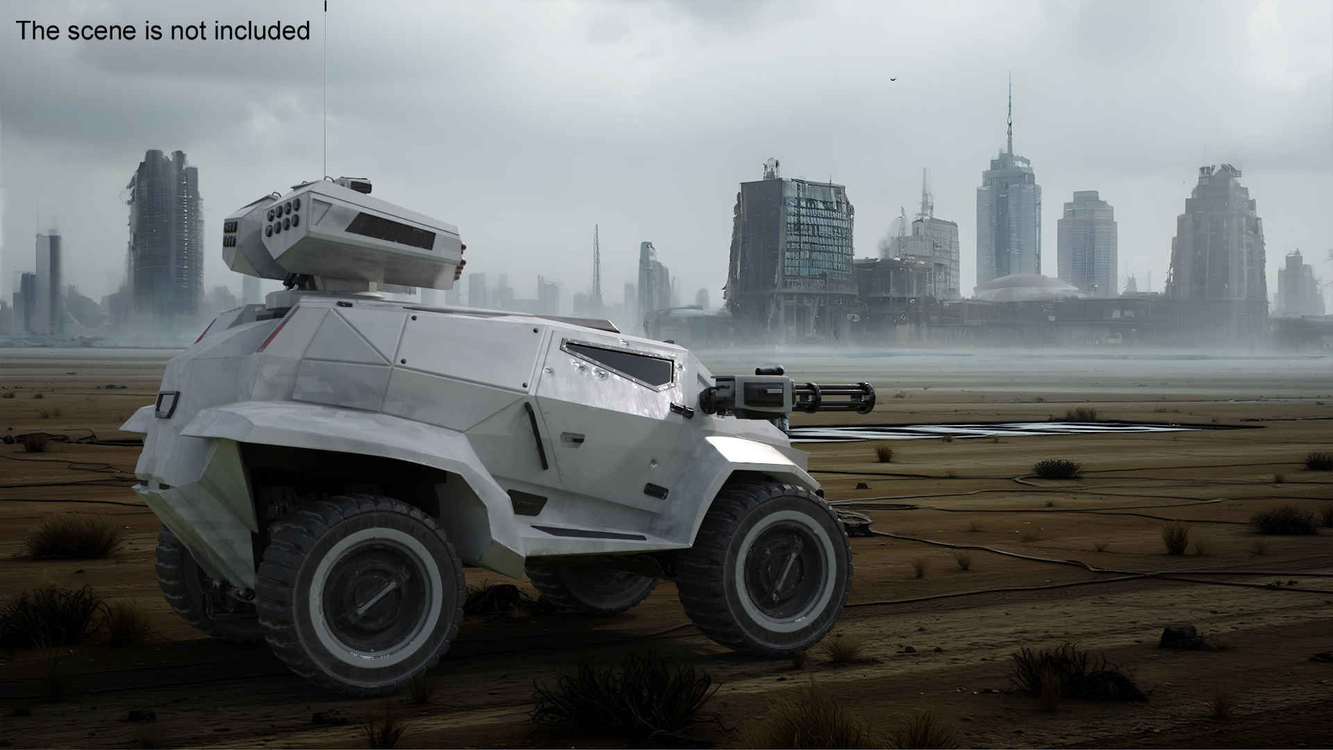 3D Old Fantastic War Vehicle Winter Color model