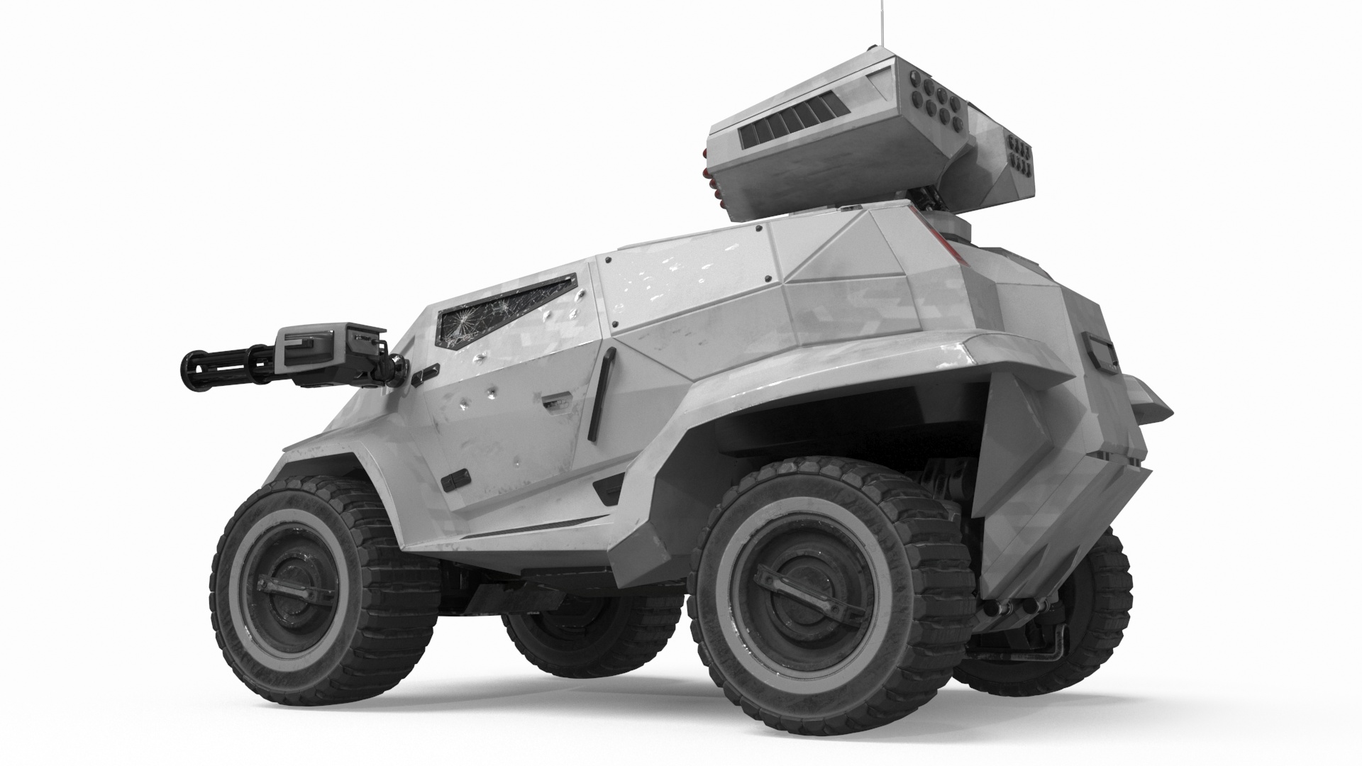 3D Old Fantastic War Vehicle Winter Color model
