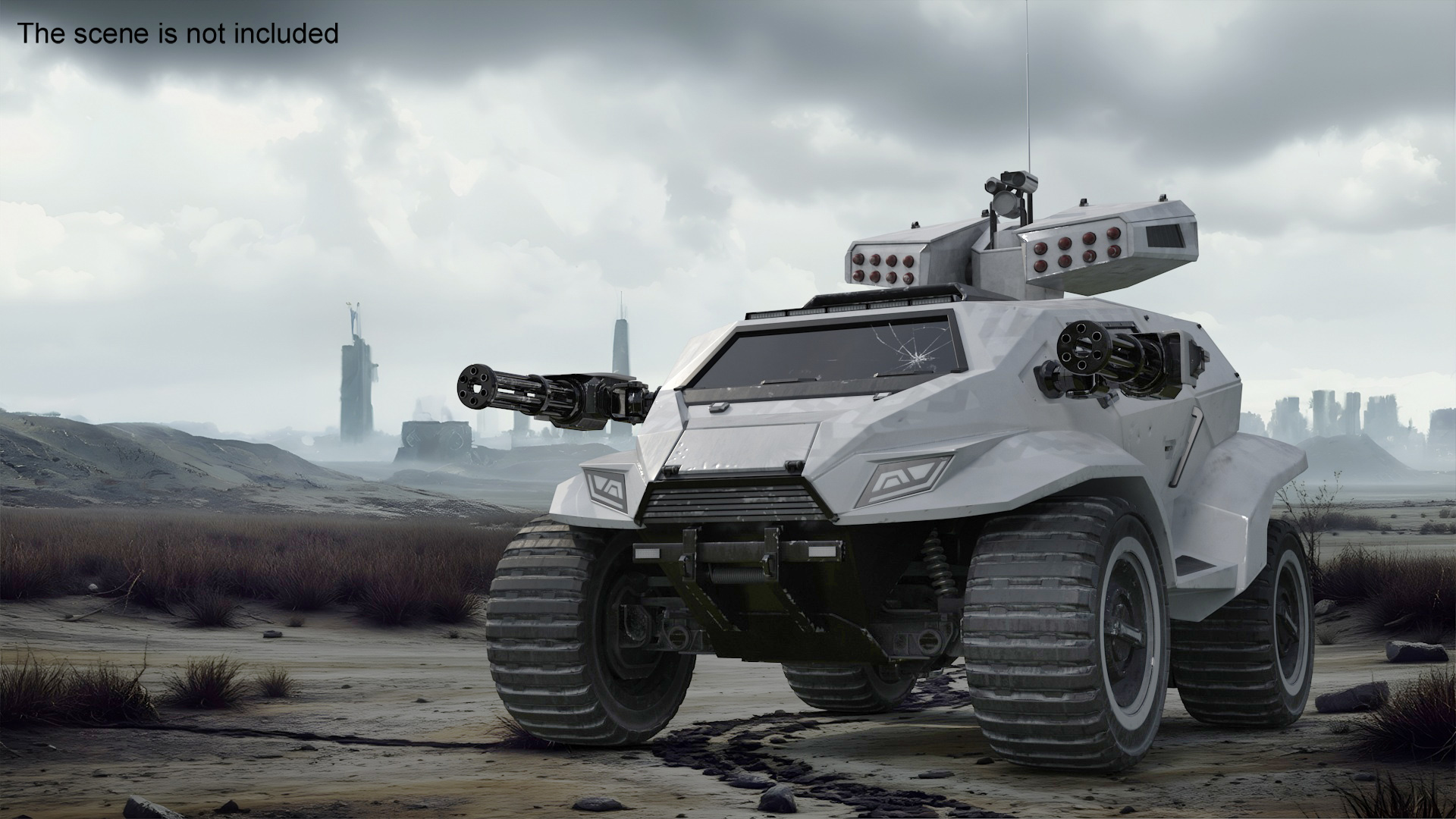 3D Old Fantastic War Vehicle Winter Color model