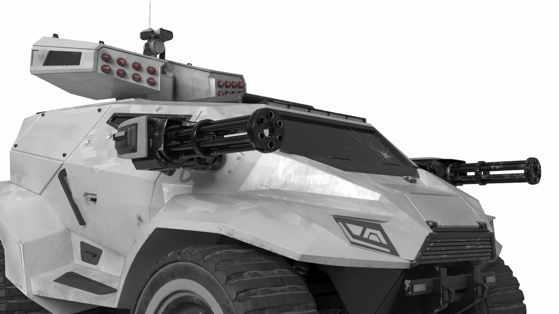3D Old Fantastic War Vehicle Winter Color model
