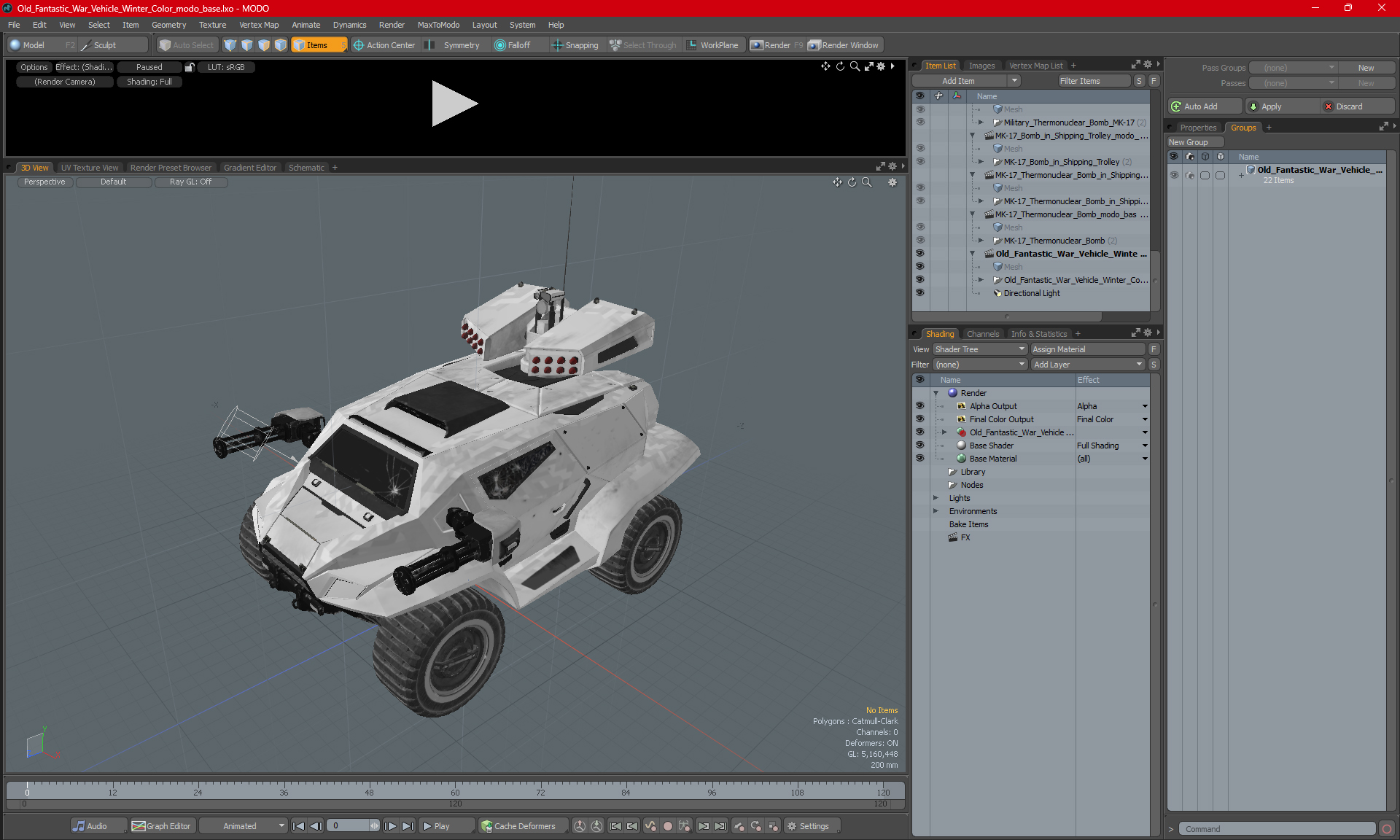3D Old Fantastic War Vehicle Winter Color model