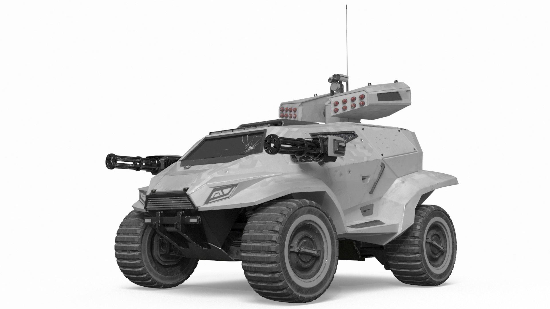 3D Old Fantastic War Vehicle Winter Color model