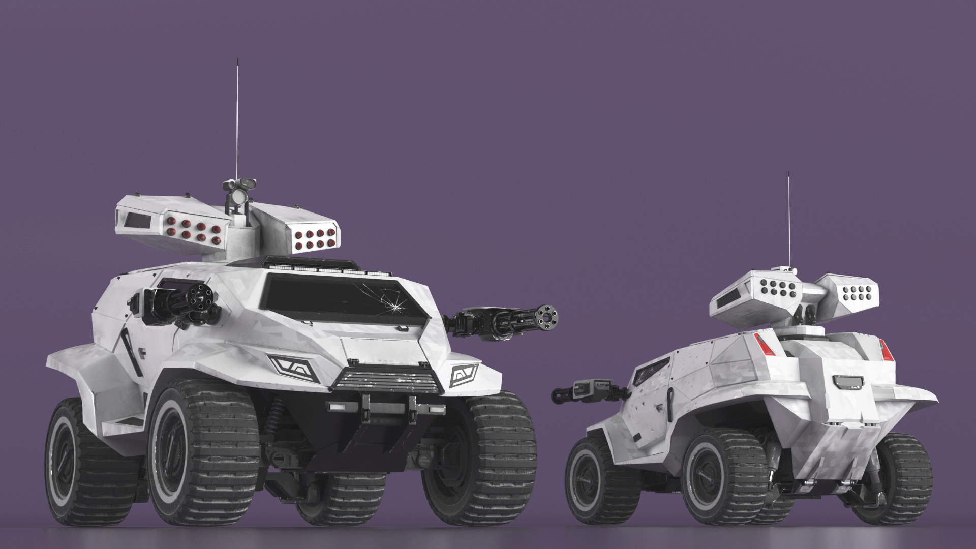 3D Old Fantastic War Vehicle Winter Color model