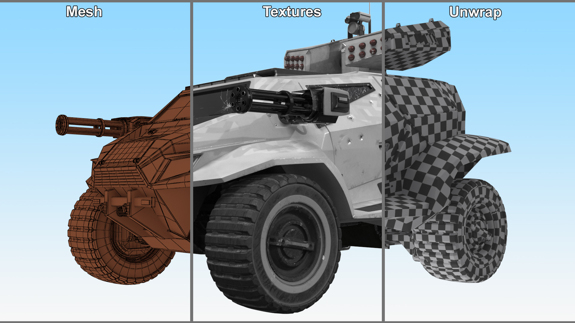 3D Old Fantastic War Vehicle Winter Color model