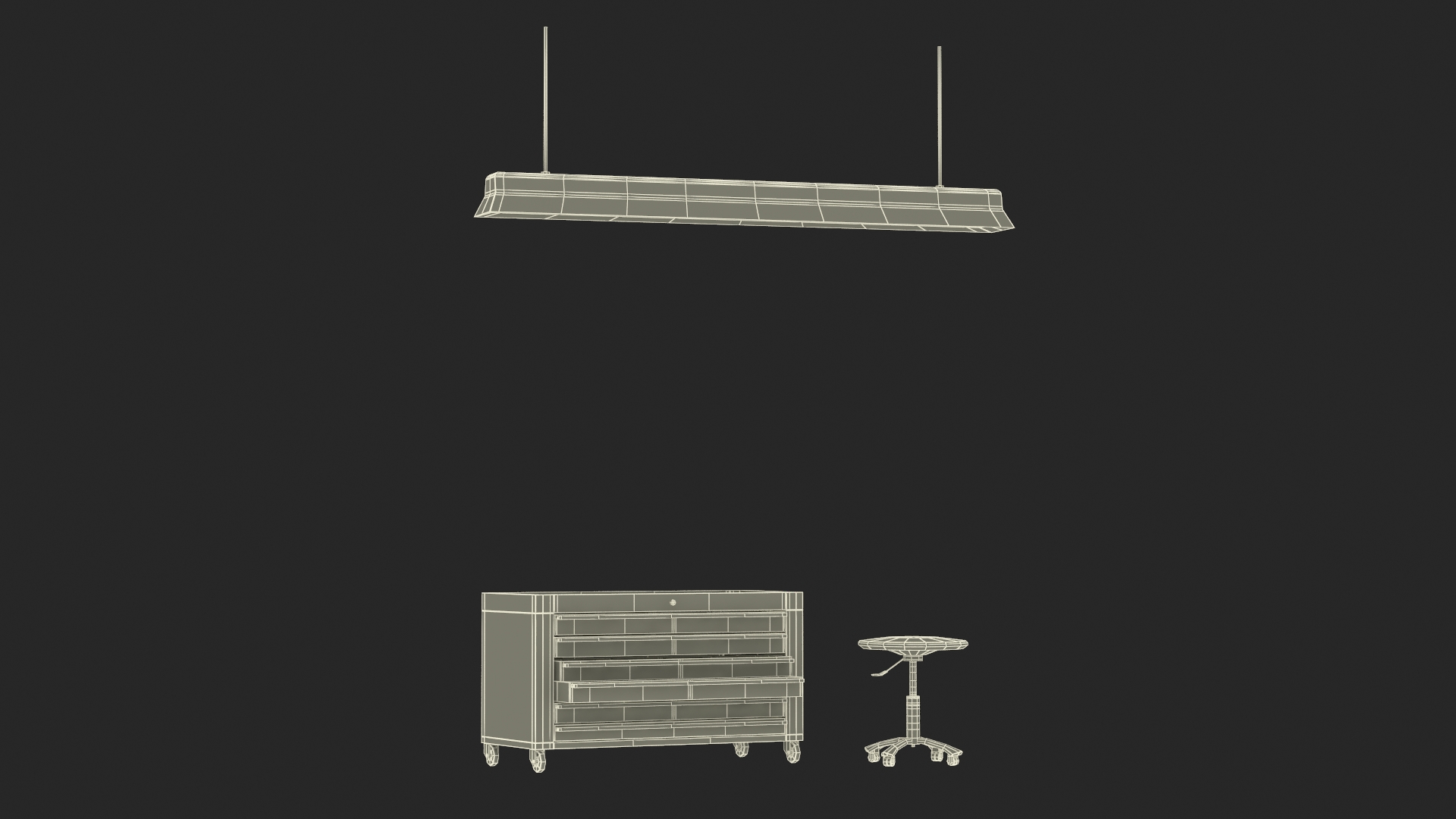 Adjustable Round Stool Table and Key Cabinet 3D model