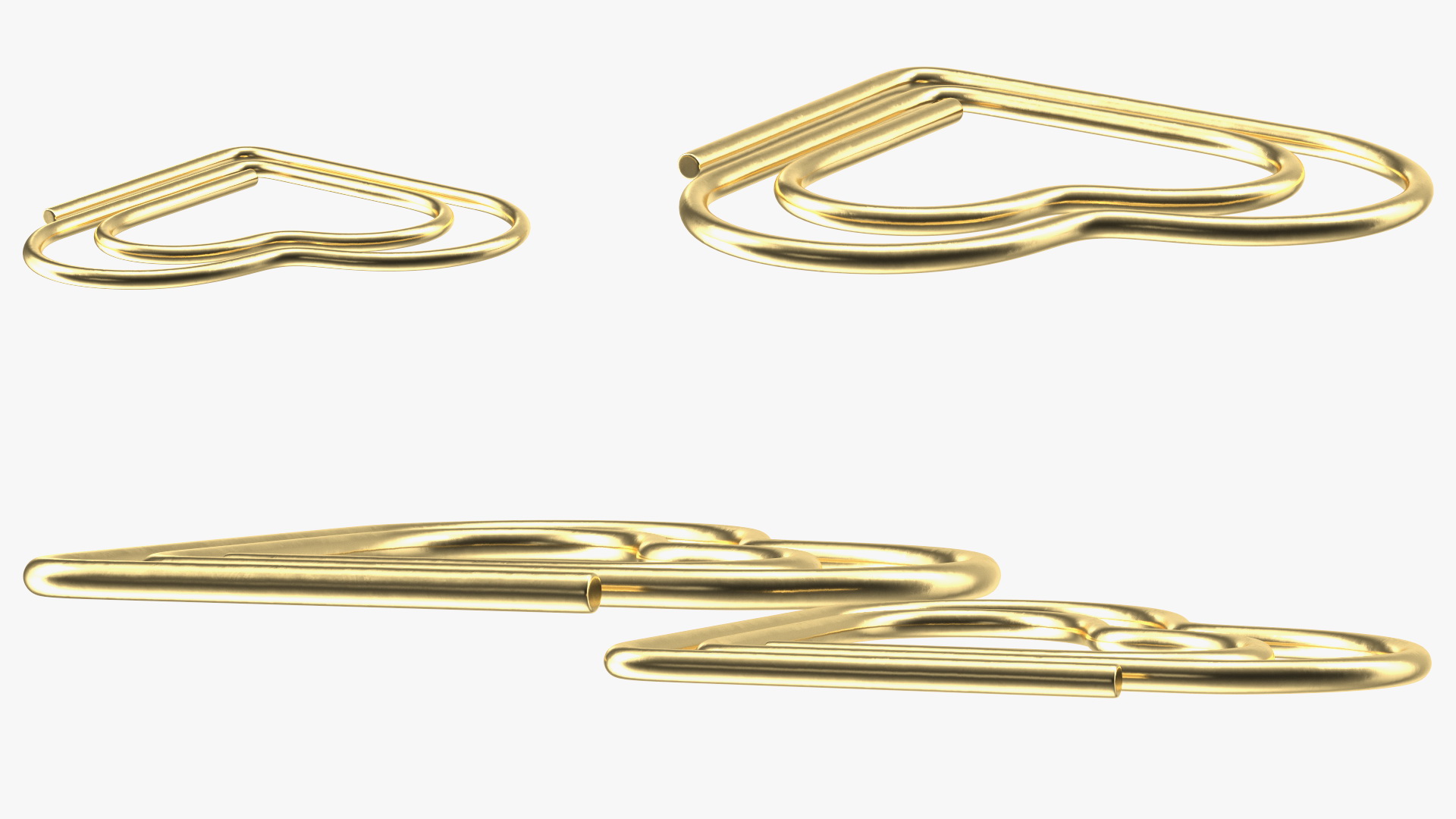 Paper Clip Heart Shape Gold 3D