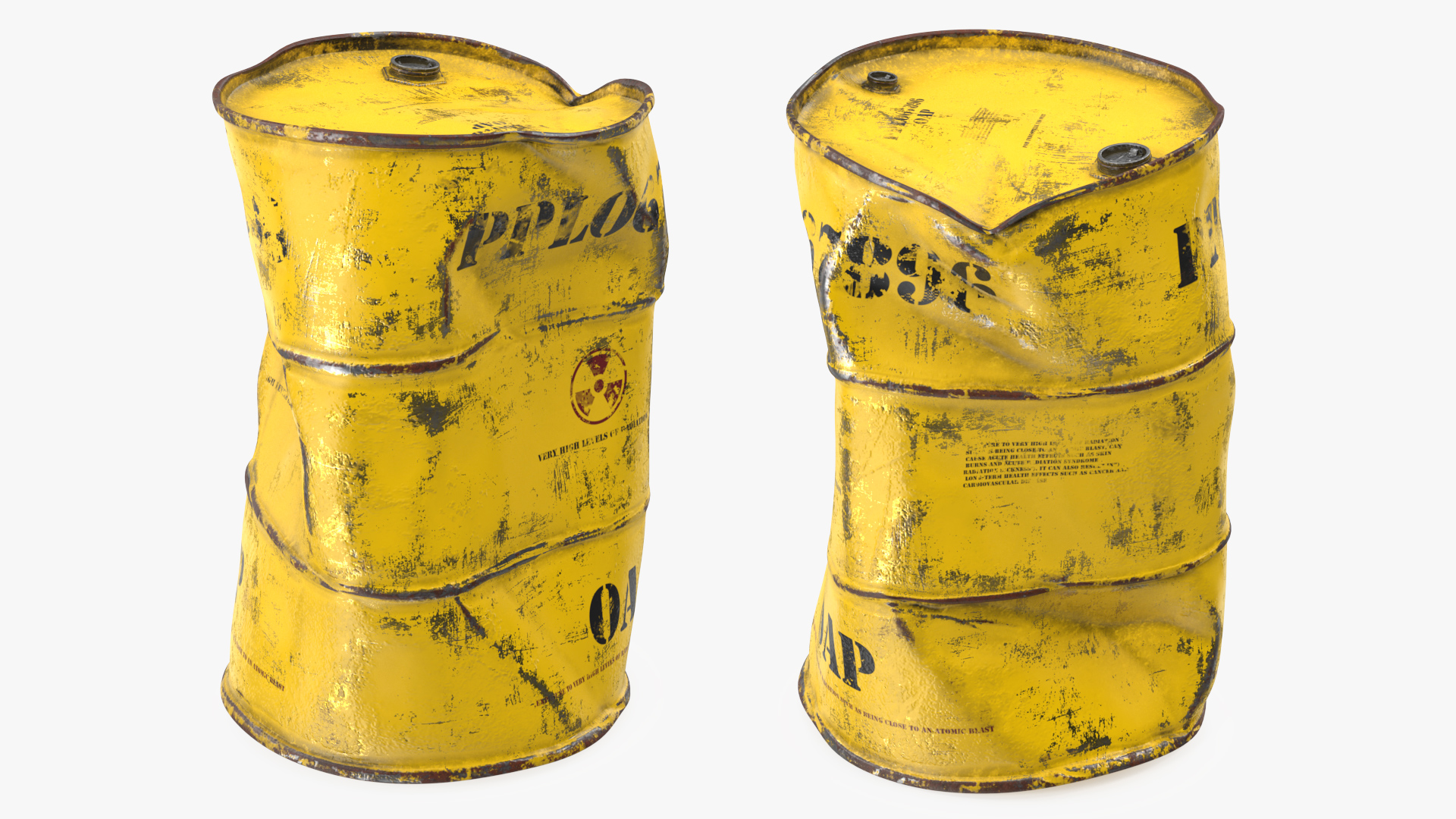 Damaged Radioactive Waste Barrel 3D