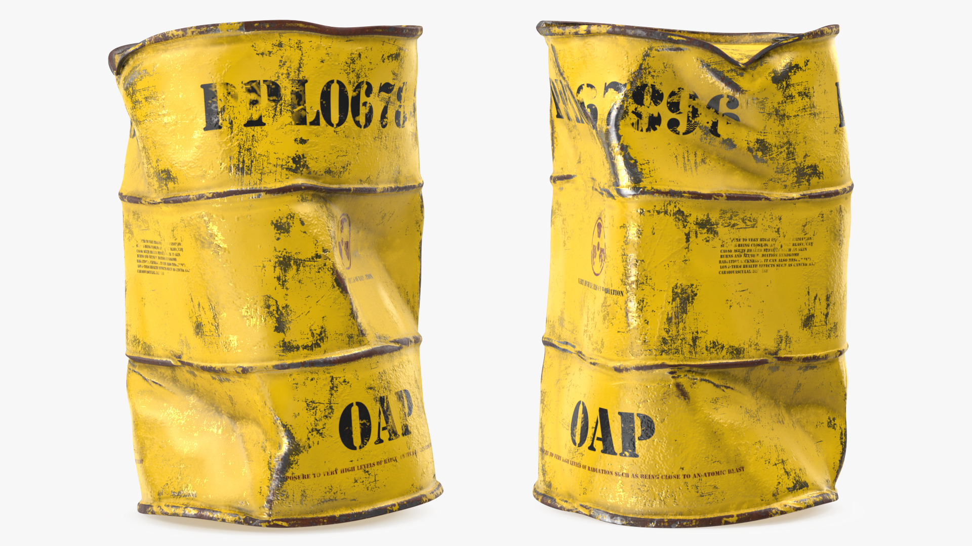 Damaged Radioactive Waste Barrel 3D