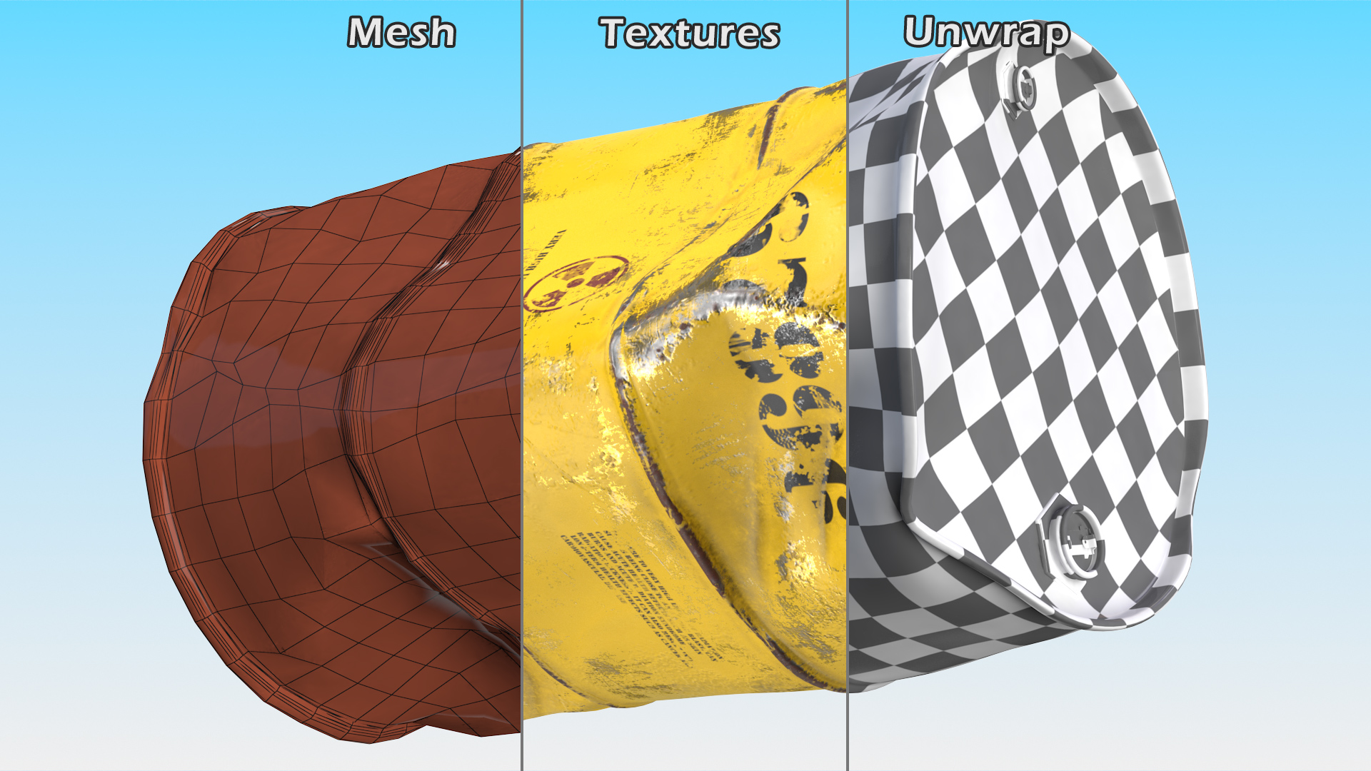 Damaged Radioactive Waste Barrel 3D