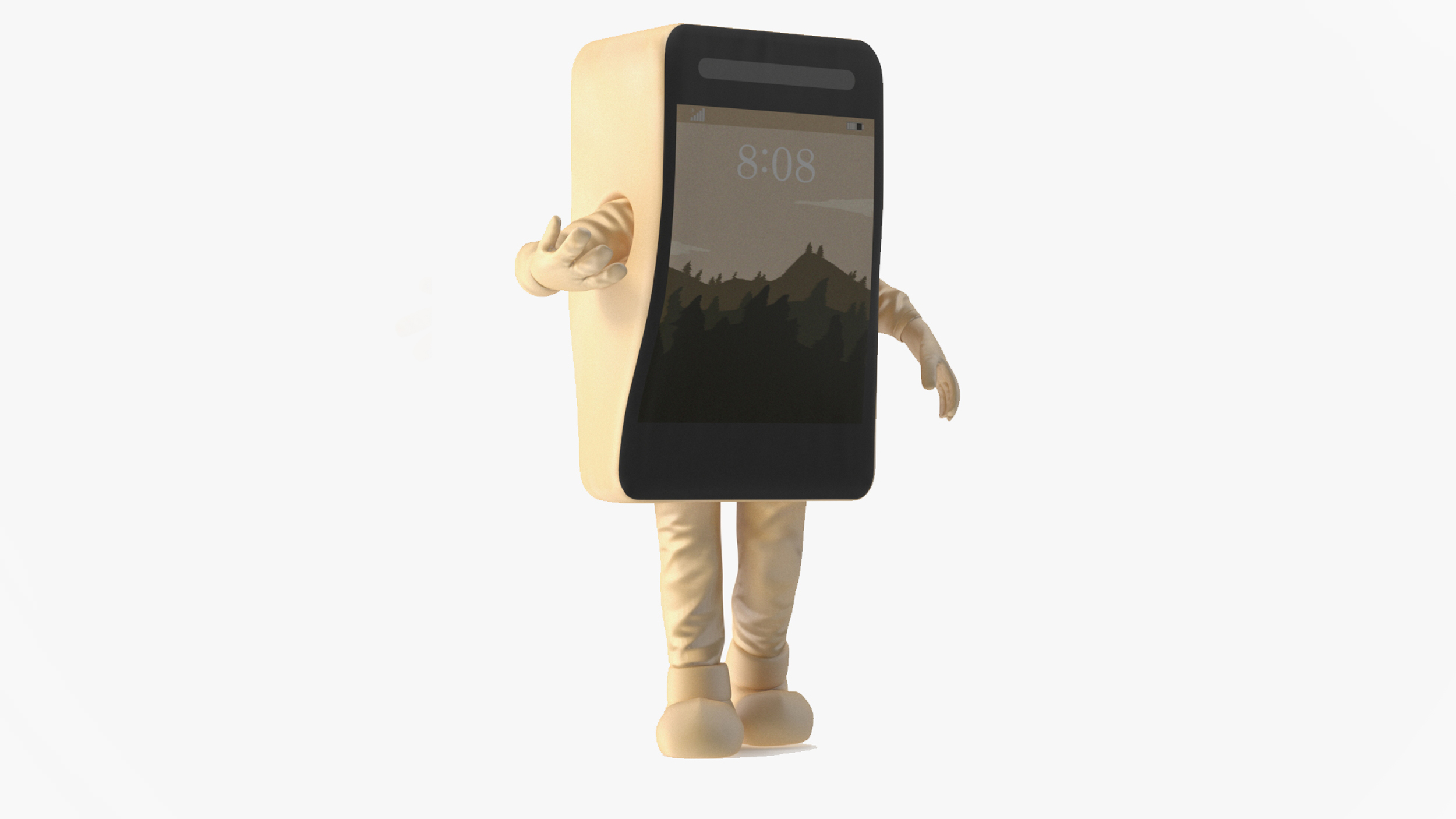 3D Phone Costume Character Golden Rigged for Cinema 4D