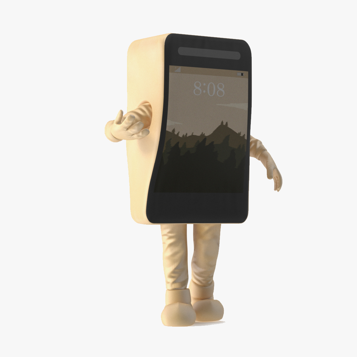 3D Phone Costume Character Golden Rigged for Cinema 4D