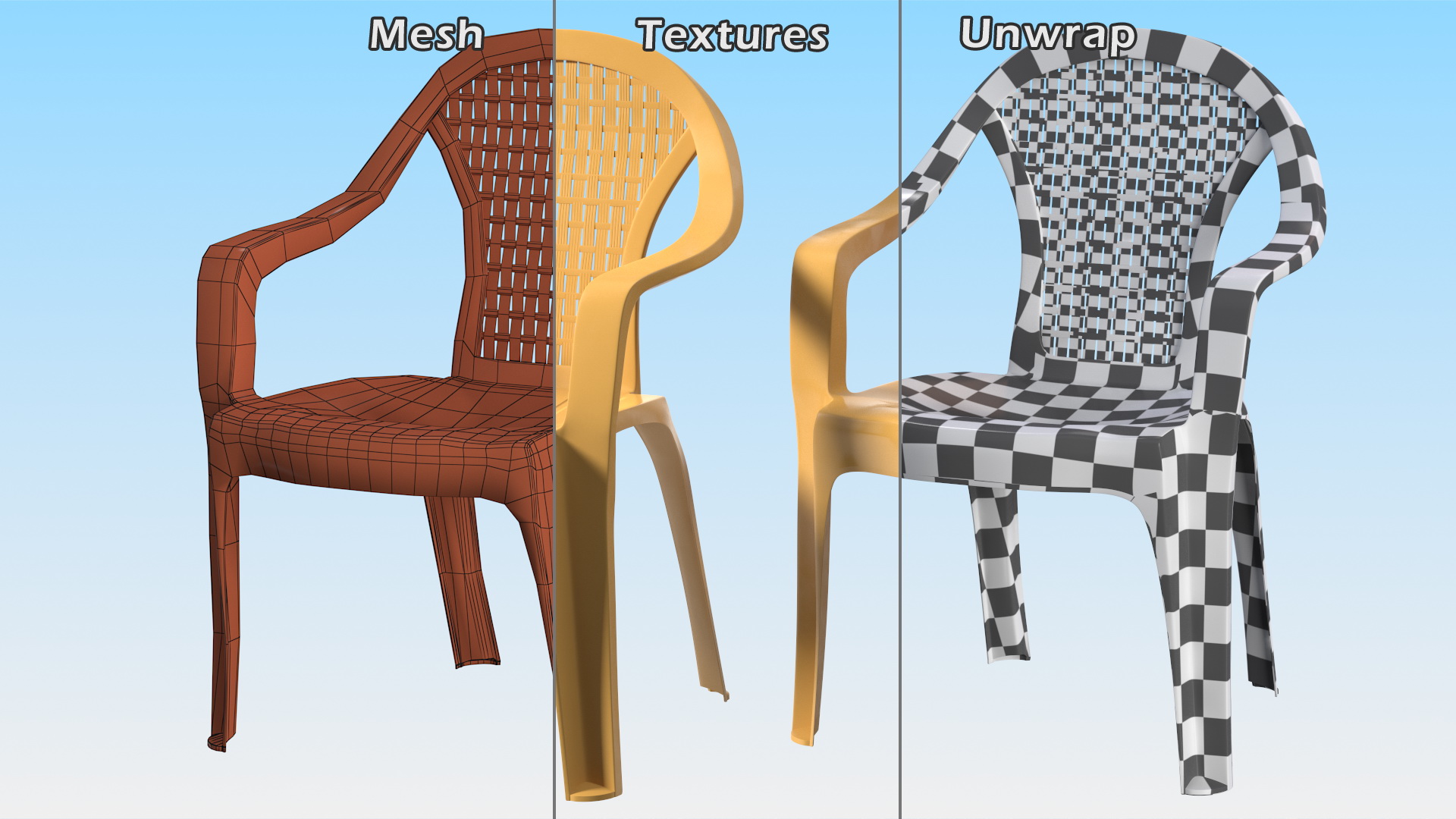 Monoblock Plastic Chair with Armrest Brown 3D