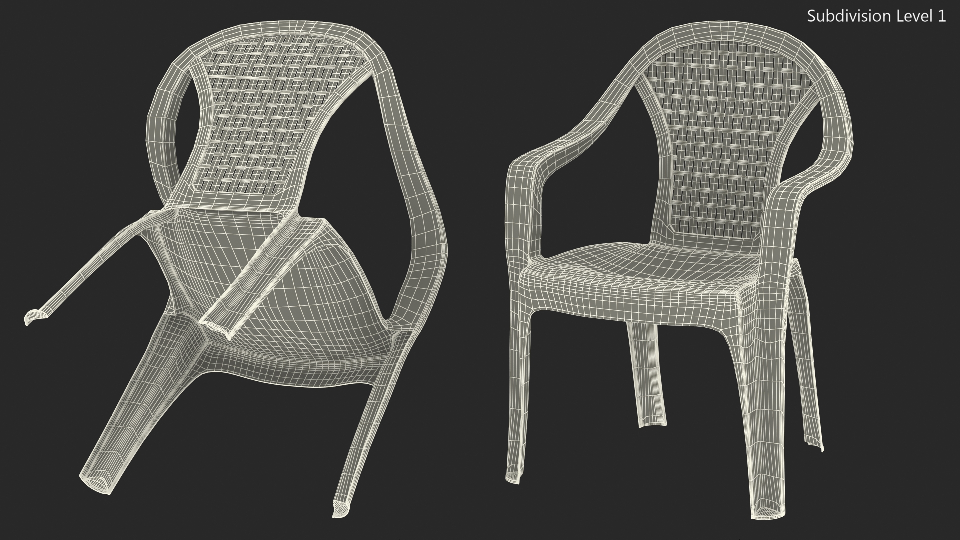 Monoblock Plastic Chair with Armrest Brown 3D