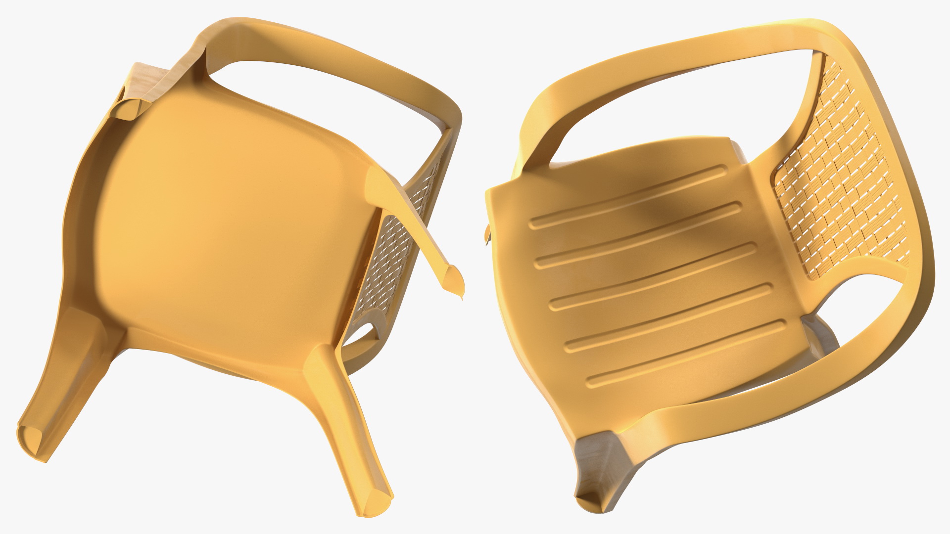 Monoblock Plastic Chair with Armrest Brown 3D