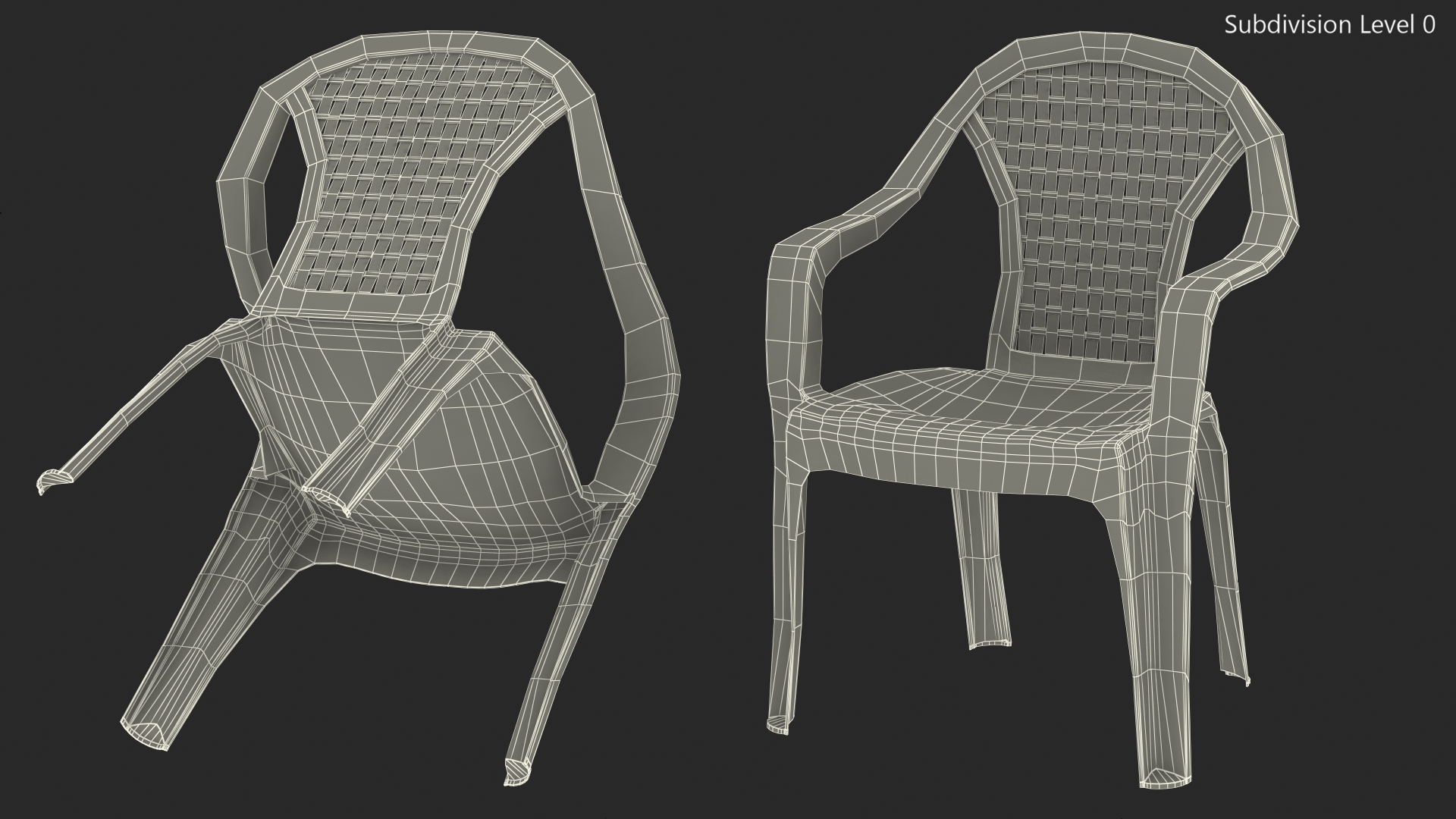 Monoblock Plastic Chair with Armrest Brown 3D