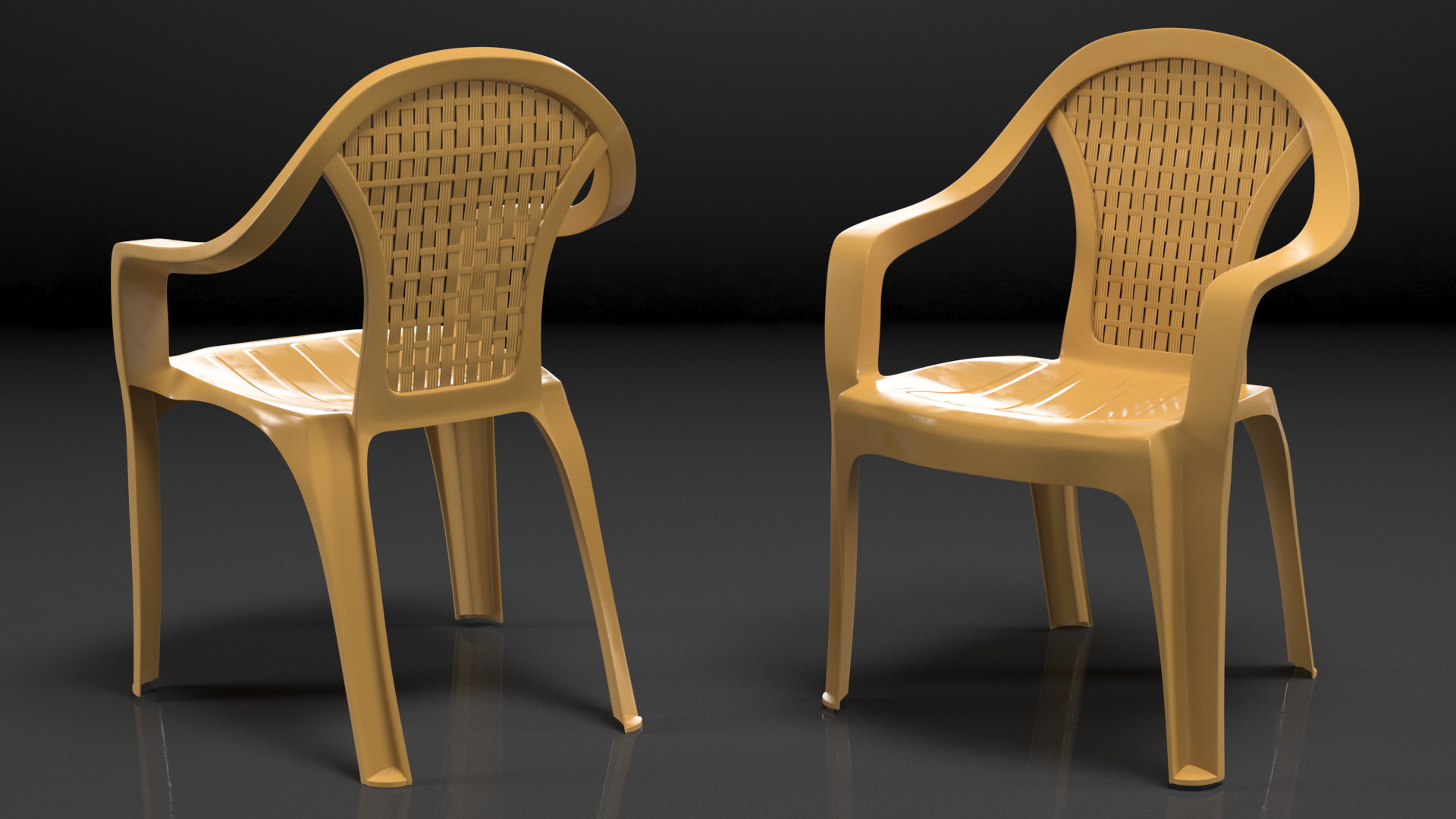 Monoblock Plastic Chair with Armrest Brown 3D