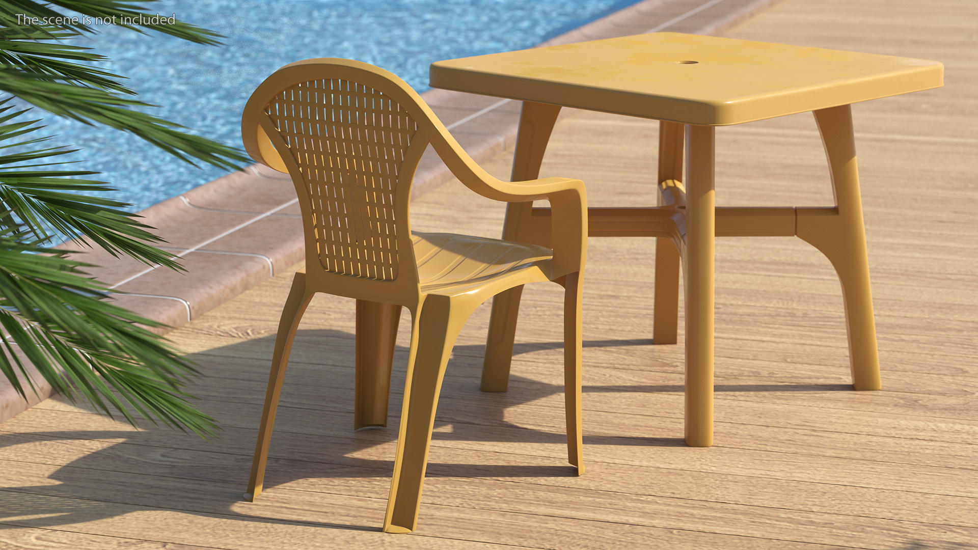 Monoblock Plastic Chair with Armrest Brown 3D