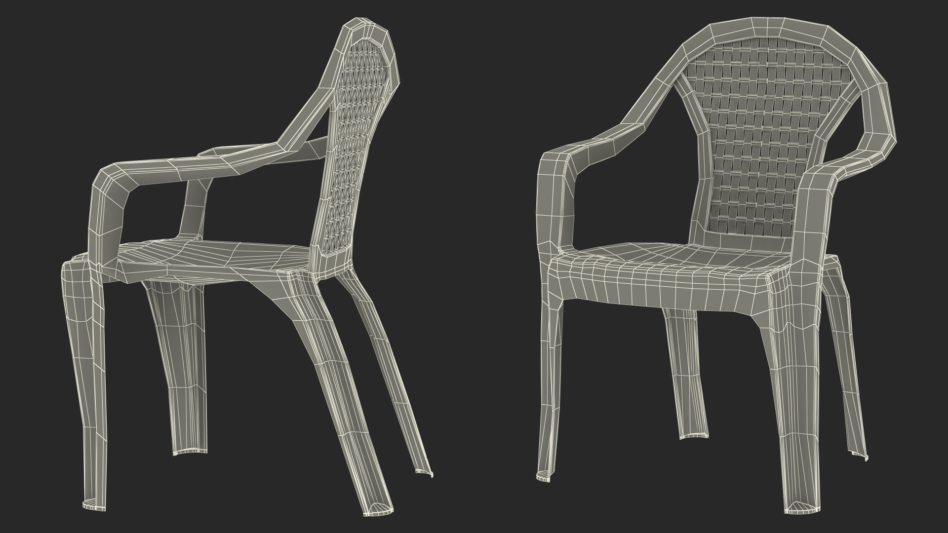 Monoblock Plastic Chair with Armrest Brown 3D