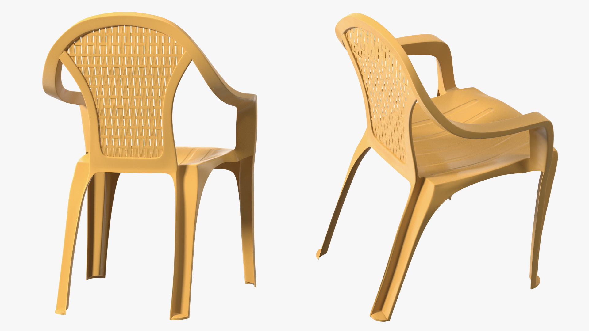 Monoblock Plastic Chair with Armrest Brown 3D