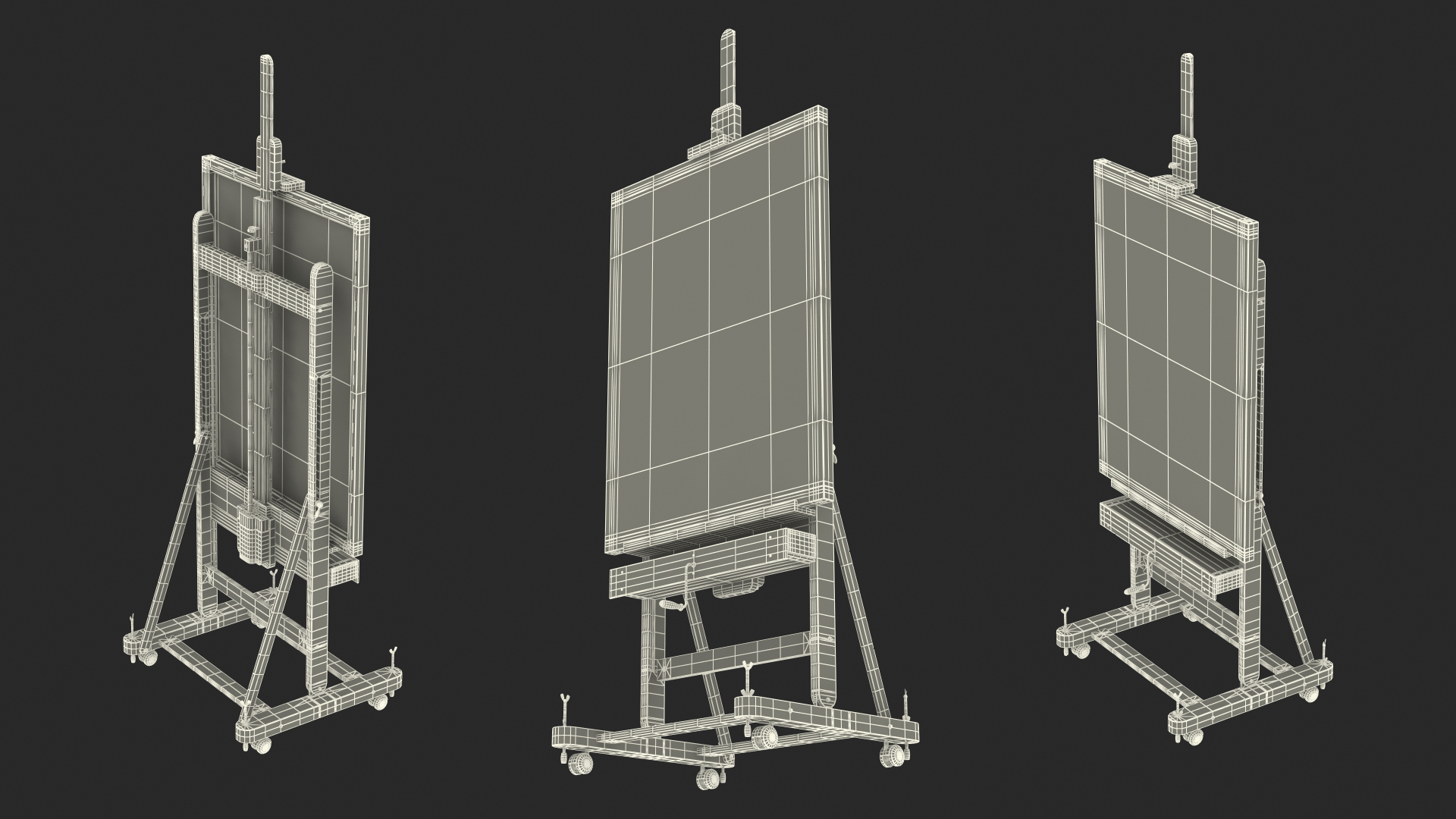 3D model Studio Easel with Clean Canvas