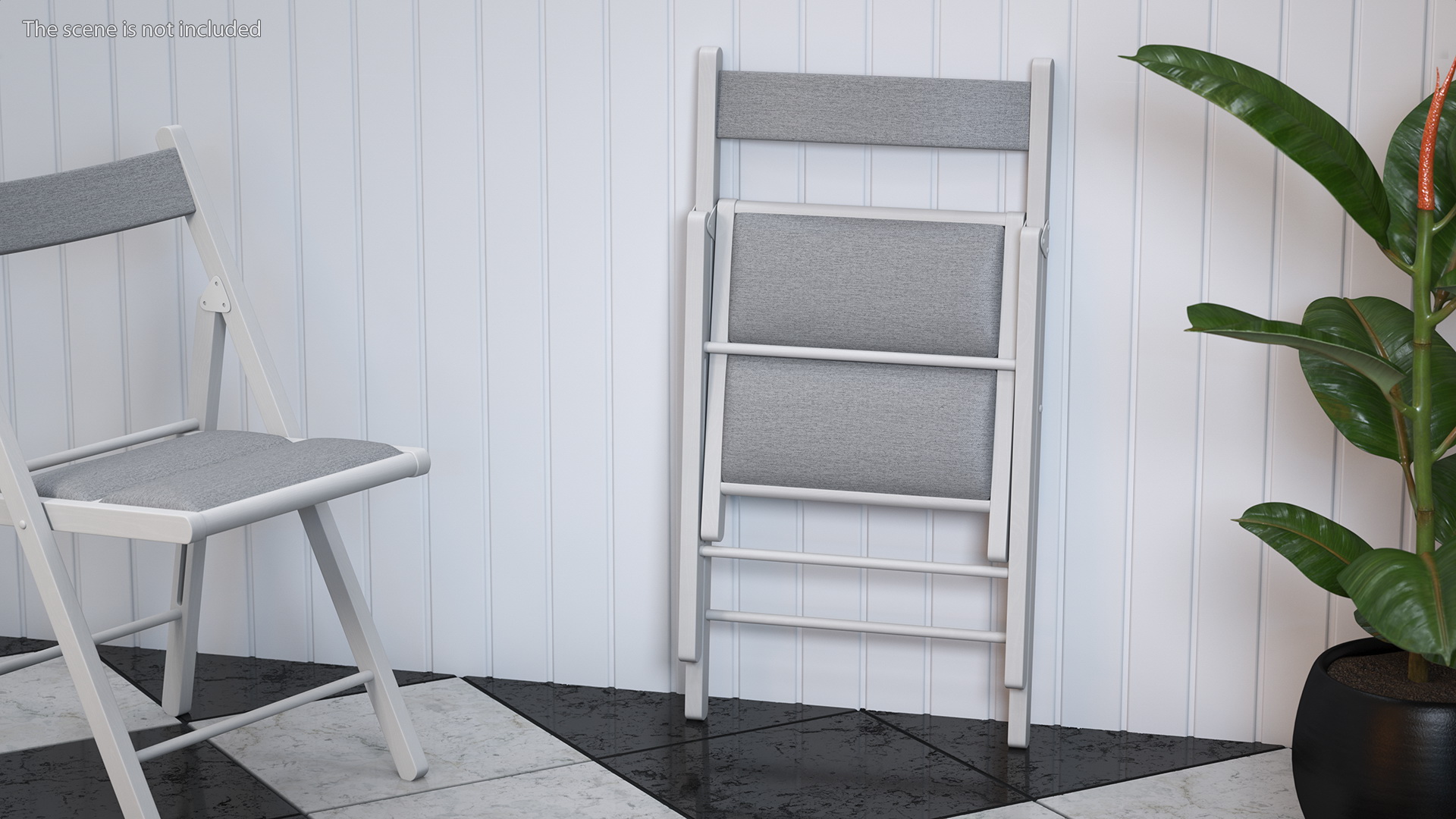3D Soft Seat Folding Chair White Closed