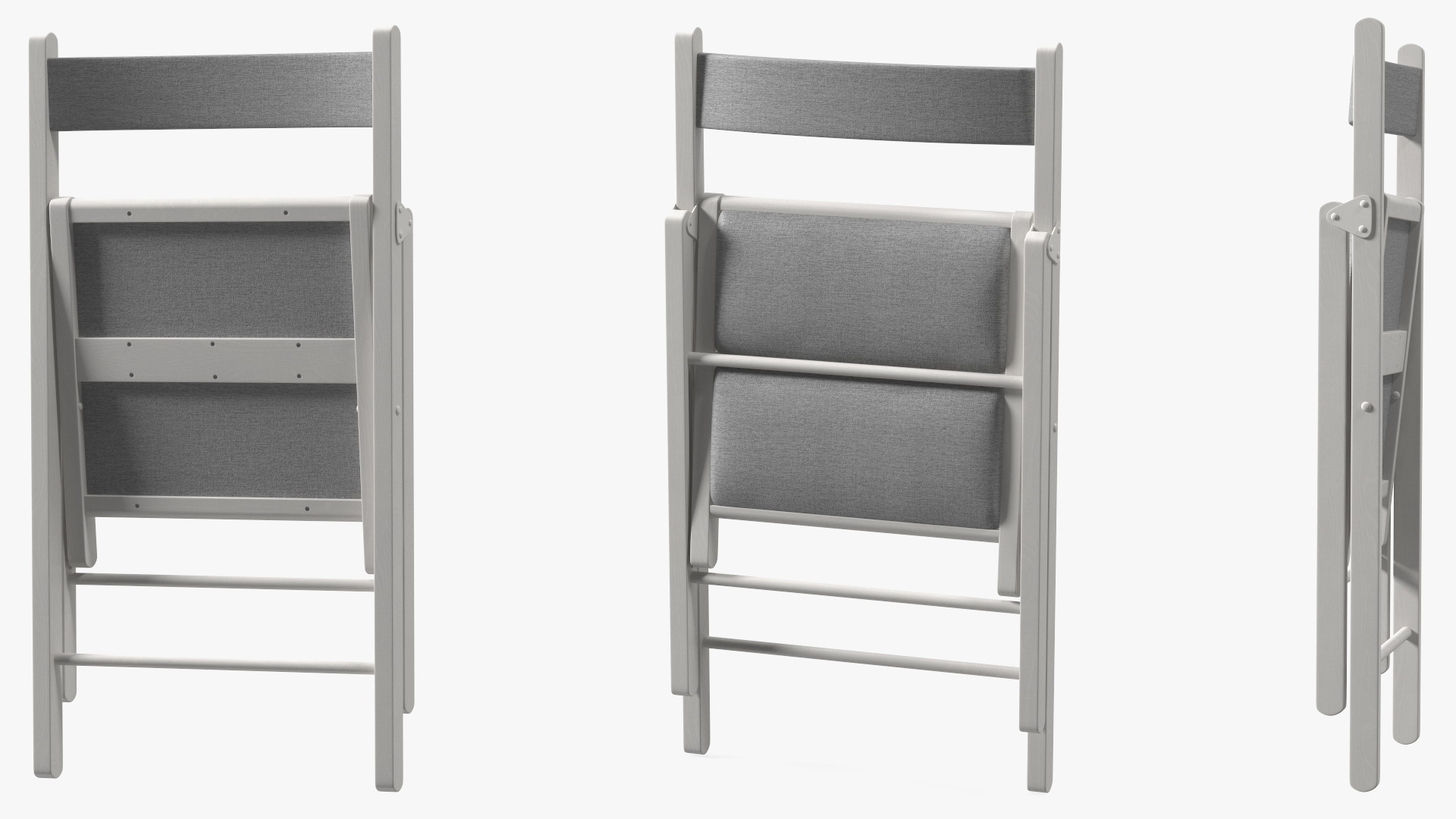 3D Soft Seat Folding Chair White Closed