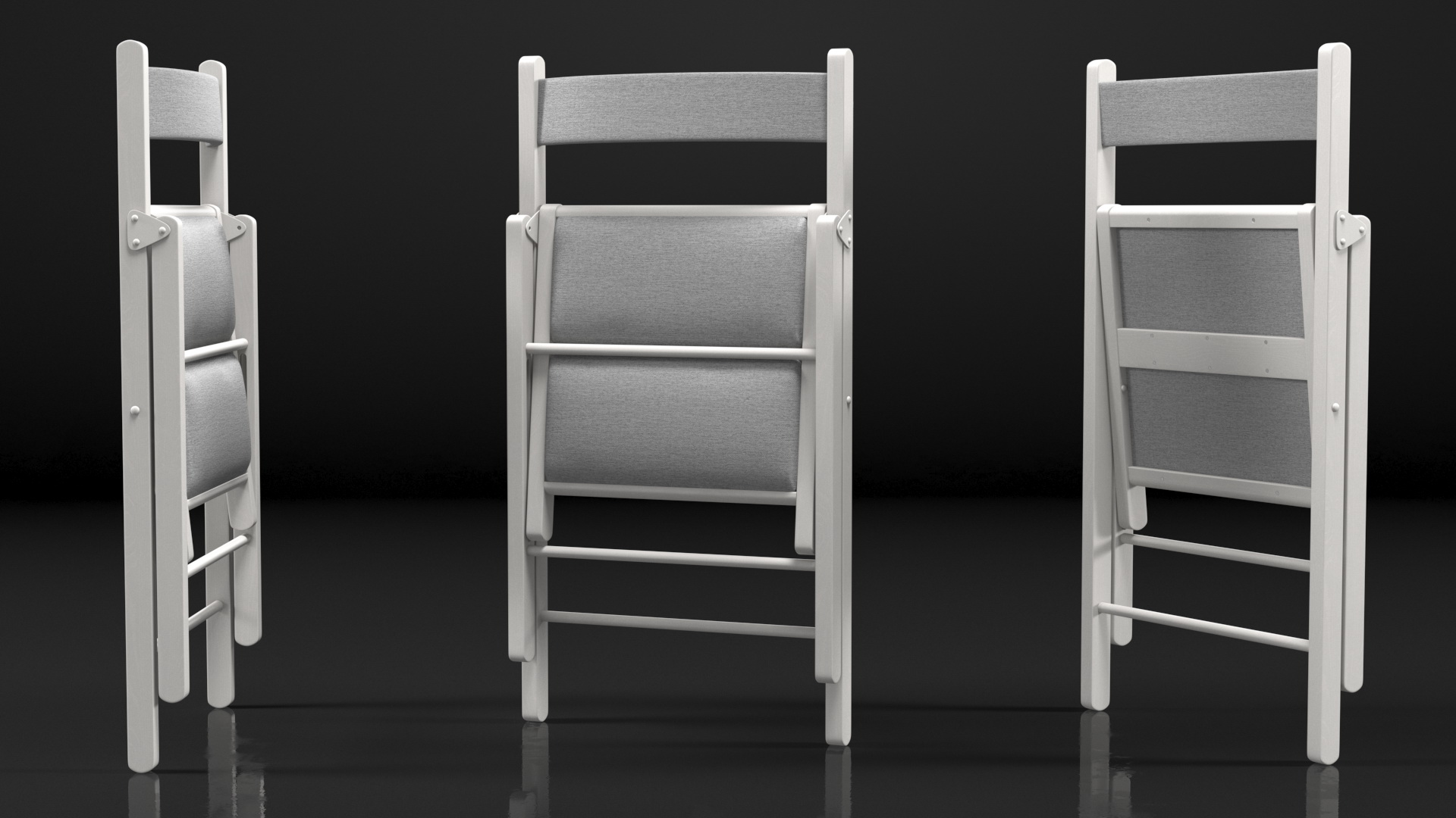 3D Soft Seat Folding Chair White Closed