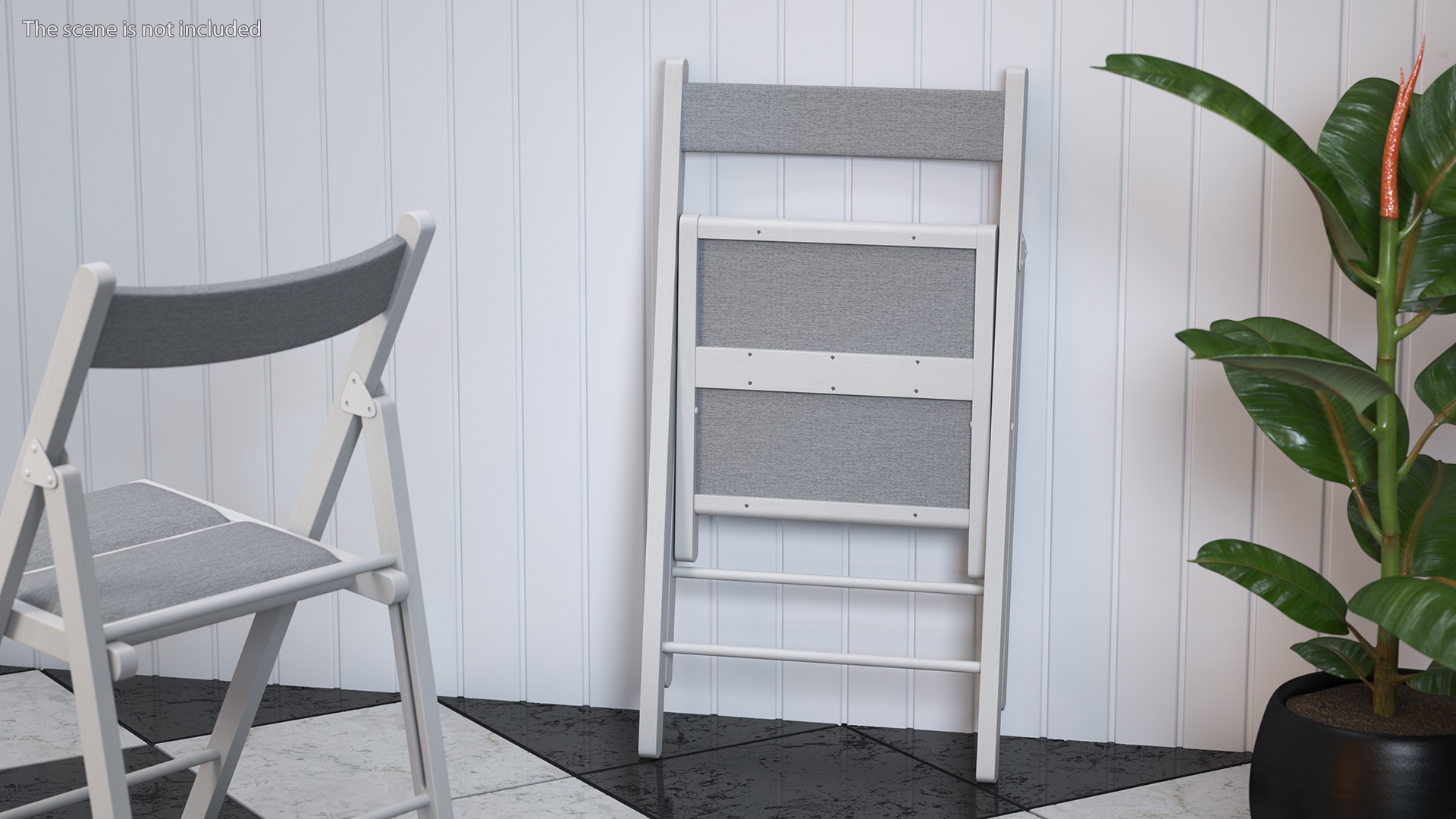 3D Soft Seat Folding Chair White Closed