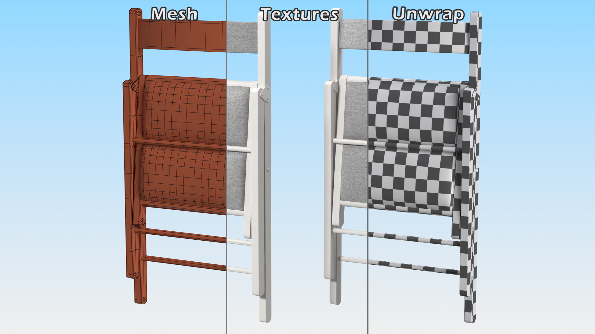 3D Soft Seat Folding Chair White Closed