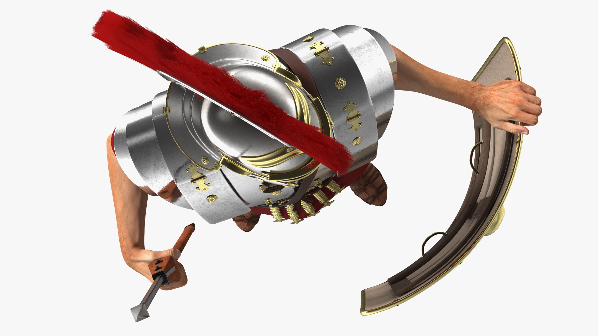 Roman Legionnaire Standing with Scutum and Pilum Fur 3D