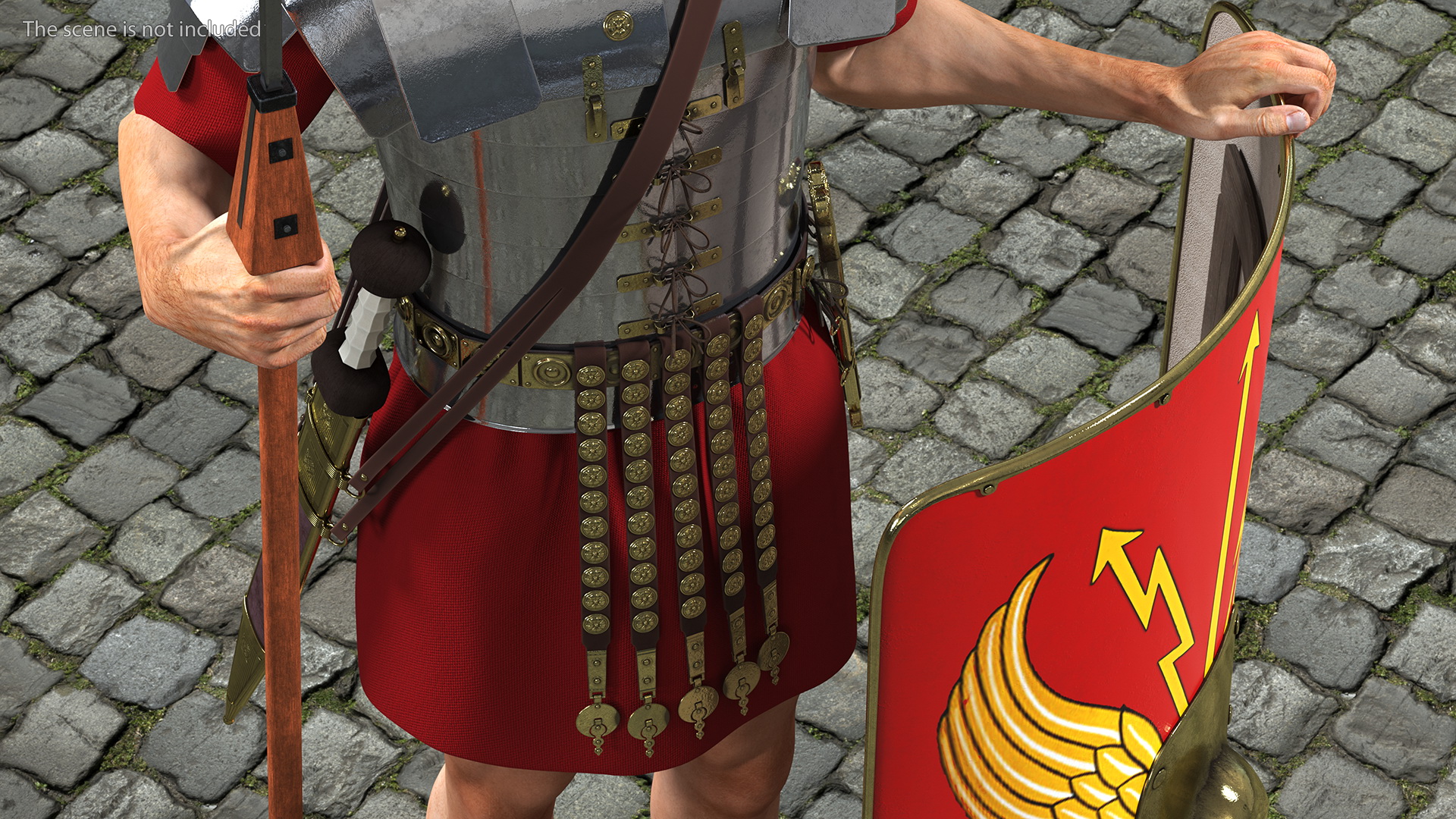 Roman Legionnaire Standing with Scutum and Pilum Fur 3D