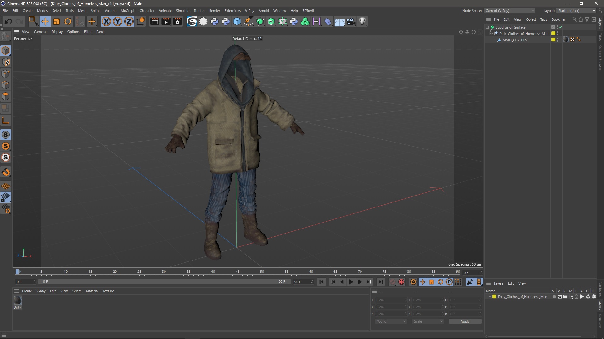 Dirty Clothes of Homeless Man 3D model