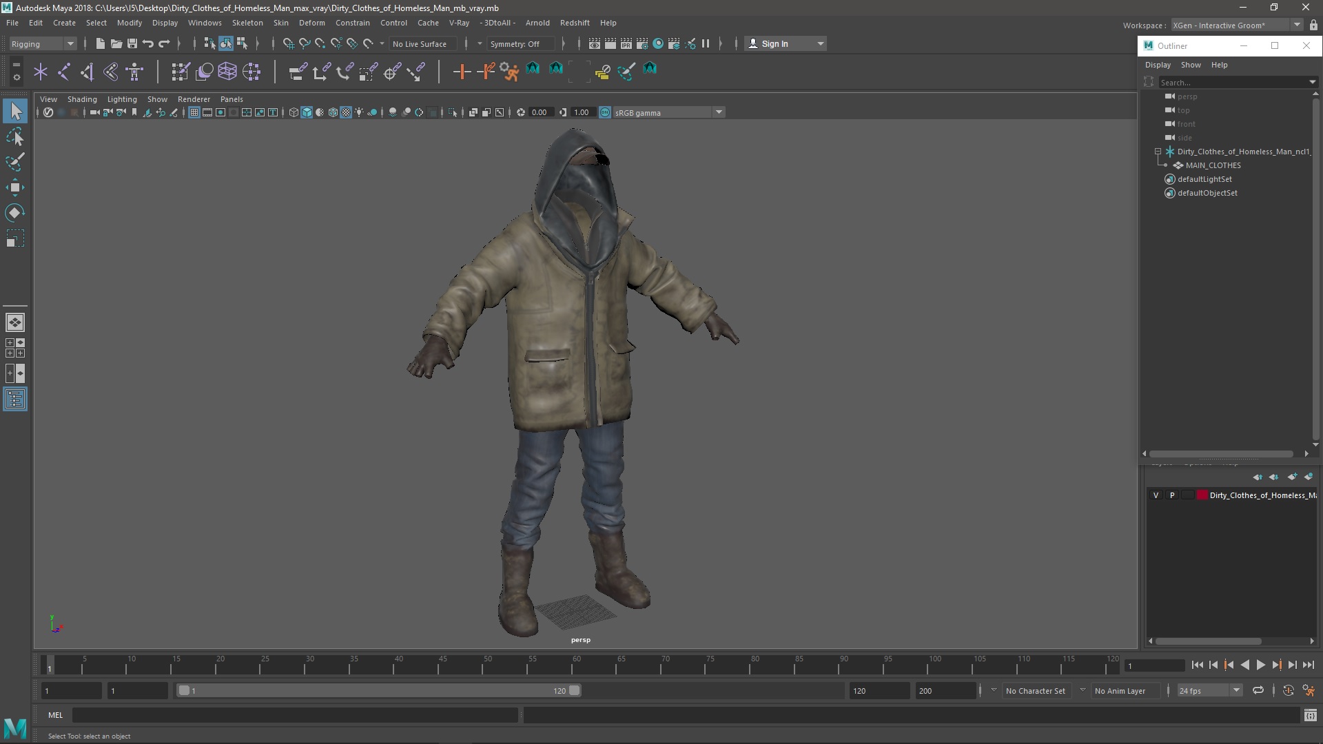 Dirty Clothes of Homeless Man 3D model
