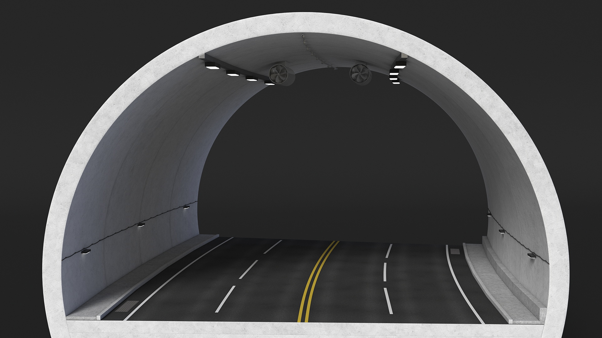 Car Tunnel Cross Section Bend 3D model